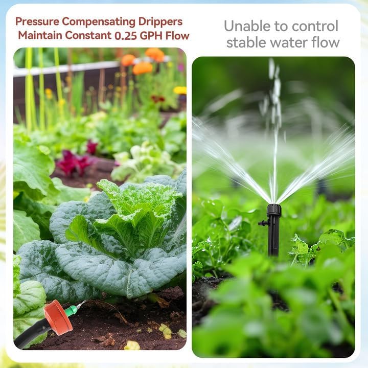 60Pcs 0.25 GPH Pressure Compensating Irrigation Spot Drippers,Constant Flow Barb Outlet Watering Dripper Emitters Heads Parts for 1/4 Inch Watering Tubing Line for Garden Pots Plant Irrigation Systems - Image 6