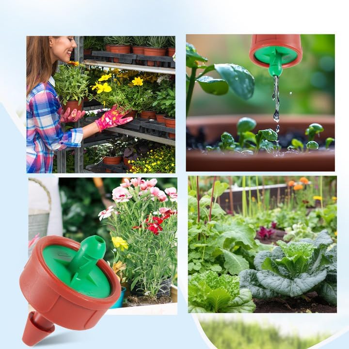 60Pcs 0.25 GPH Pressure Compensating Irrigation Spot Drippers,Constant Flow Barb Outlet Watering Dripper Emitters Heads Parts for 1/4 Inch Watering Tubing Line for Garden Pots Plant Irrigation Systems - Image 7
