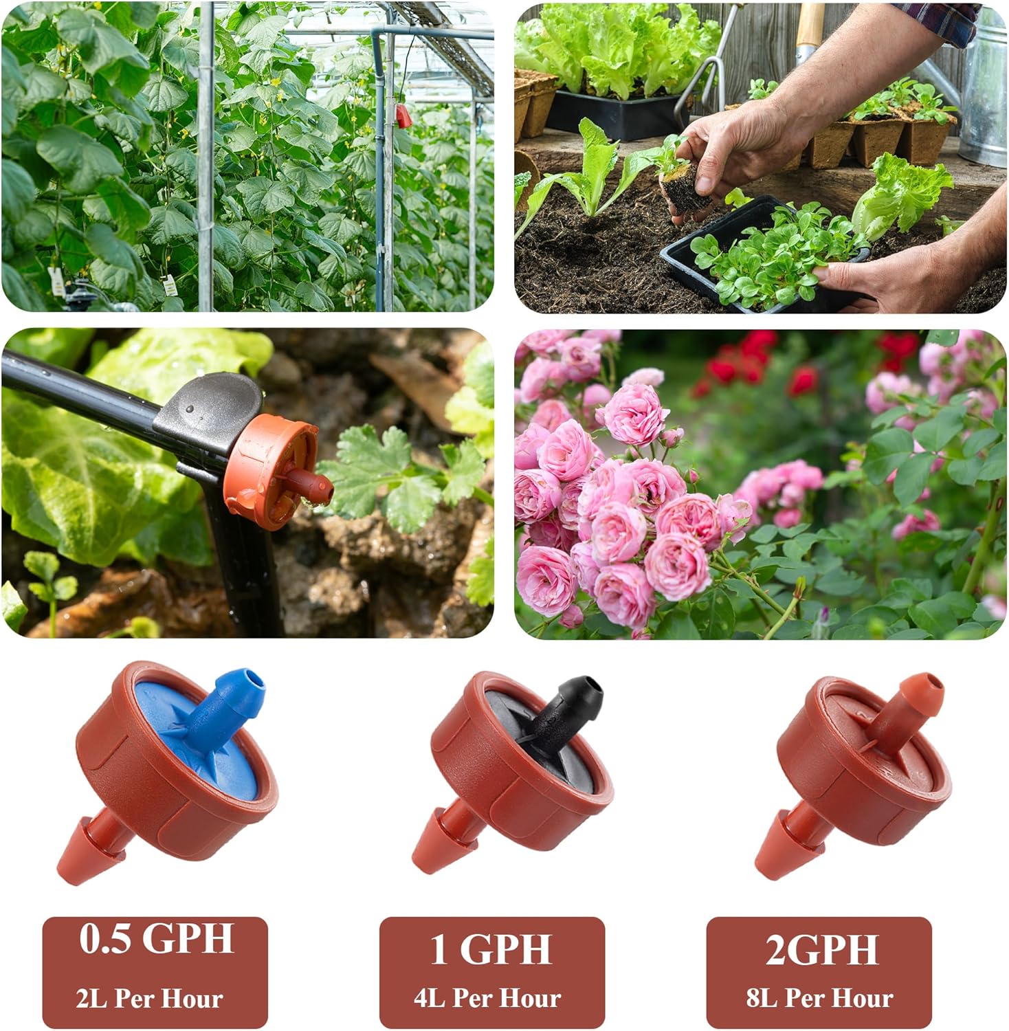 60Pcs 1 GPH Pressure Compensating Irrigation Spot Drippers,Constant Flow Barb Outlet Watering Dripper Emitters Heads Parts for 1/4 Inch Watering Tubing Line for Garden Pots Plants Irrigation Systems - Image 4