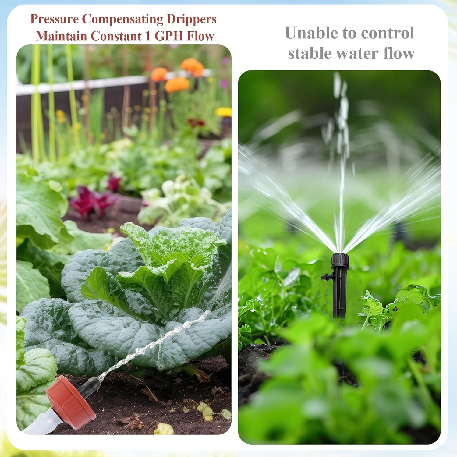 60Pcs 1 GPH Pressure Compensating Irrigation Spot Drippers,Constant Flow Barb Outlet Watering Dripper Emitters Heads Parts for 1/4 Inch Watering Tubing Line for Garden Pots Plants Irrigation Systems - Image 5