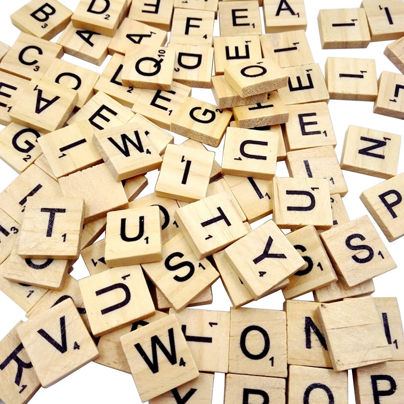 500PCS Wood Letter Tiles/Wooden Scrabble Tiles A-Z Capital Letters for Crafts, Pendants, Spelling - Image 1