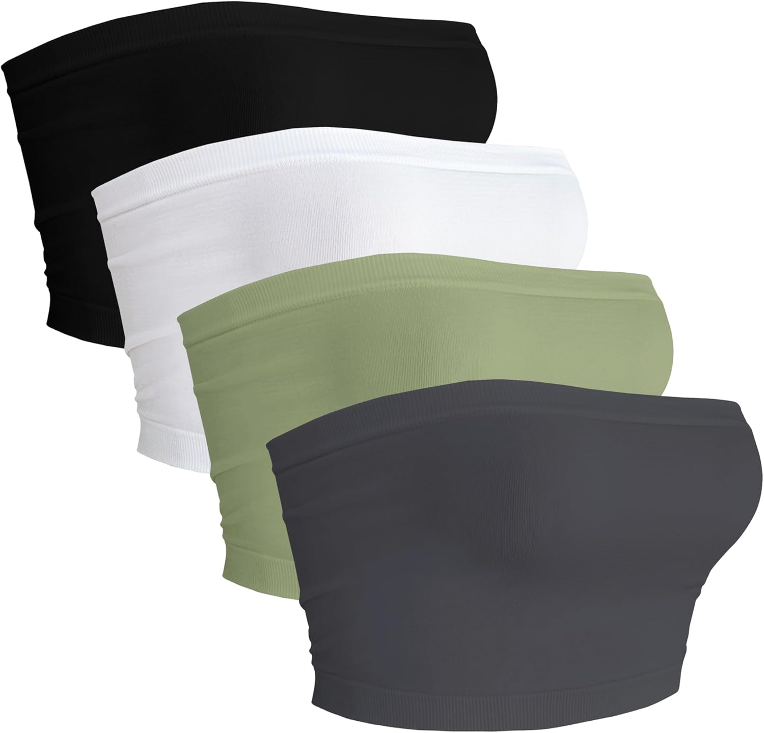 4 Pieces Tube Top Strapless Tops for Women Summer Bandeau Basic Crop Tops Sleeveless Shirt - Image 1