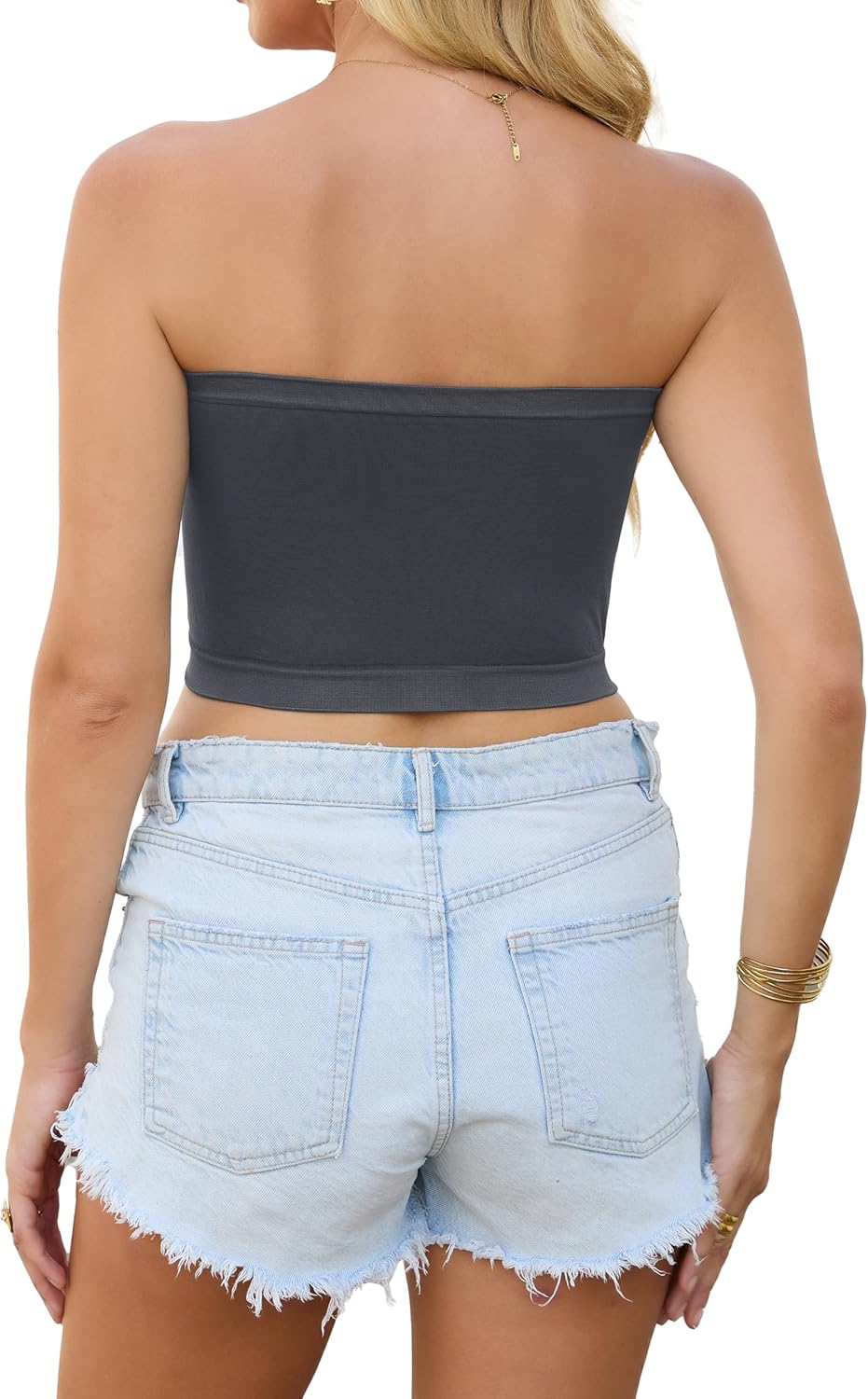 4 Pieces Tube Top Strapless Tops for Women Summer Bandeau Basic Crop Tops Sleeveless Shirt - Image 5