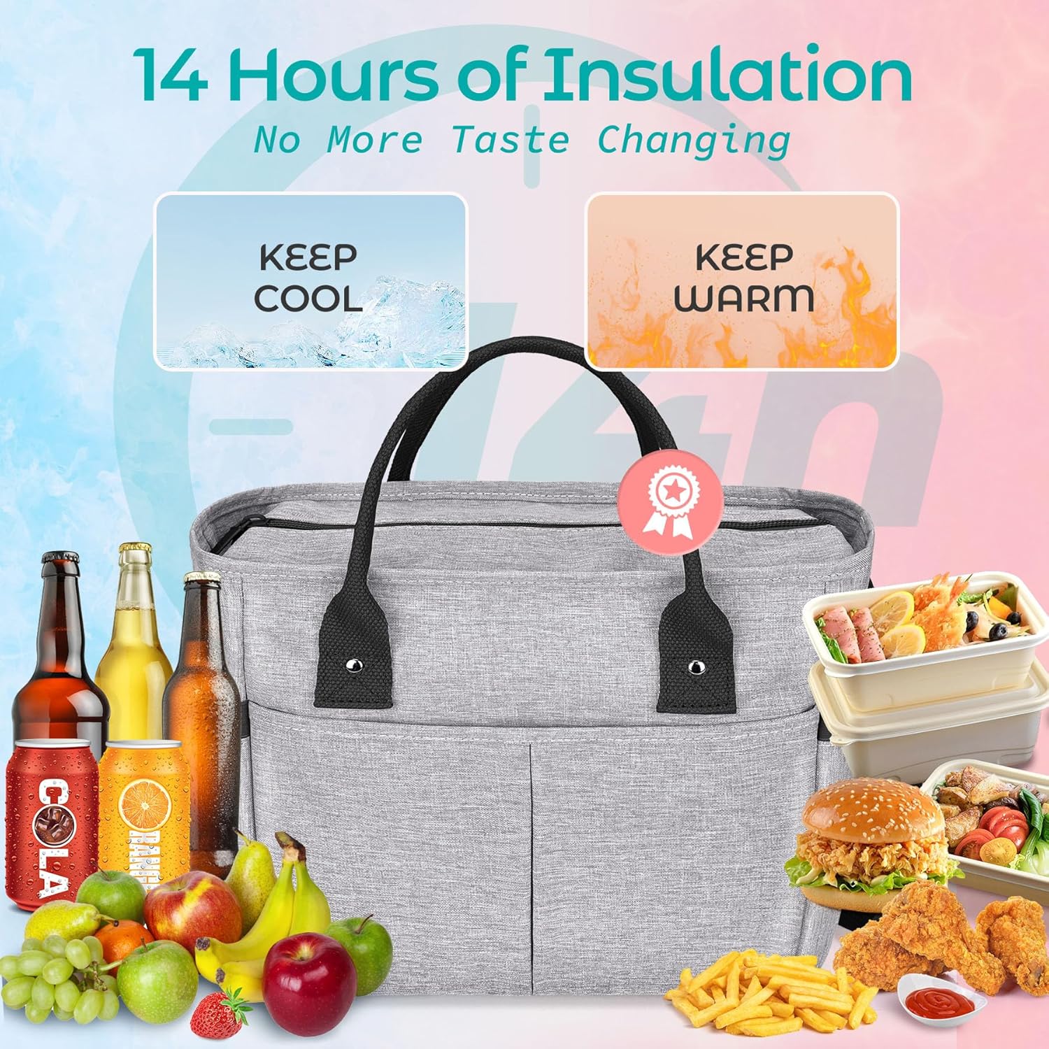 Cute&Classy Roomy Insulated Lunch Bags for Women - Stylish & Functional Large Tote Adult Lunch Box for Working & Picnic - Image 5