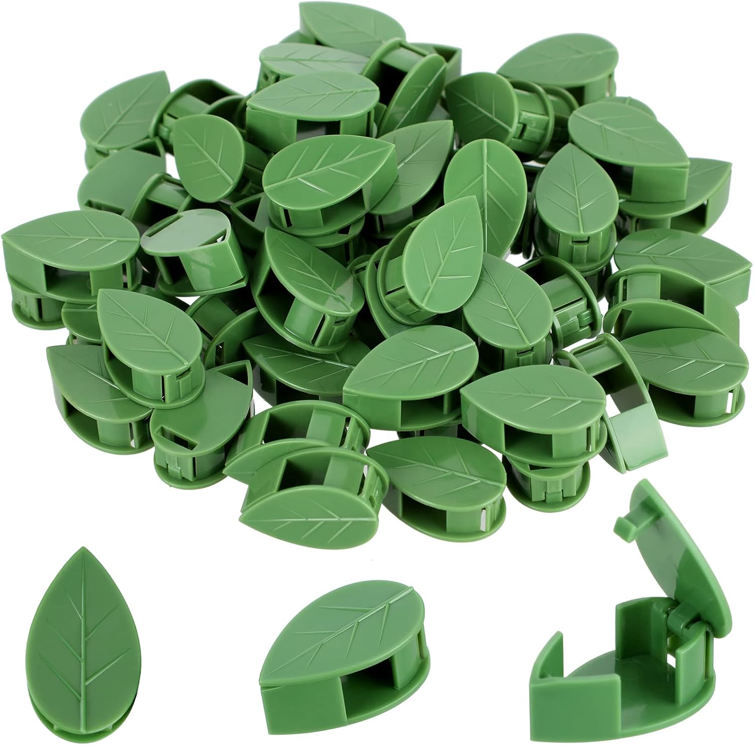 60 Pieces Plant Climbing Wall Fixture Clips with 72 Pieces Acrylic Adhesive Sticker Leaf Fixer Invisible Wall Vines Fixing Clips Hook Plant Vine Traction for Indoor Outdoor Decoration - Image 1