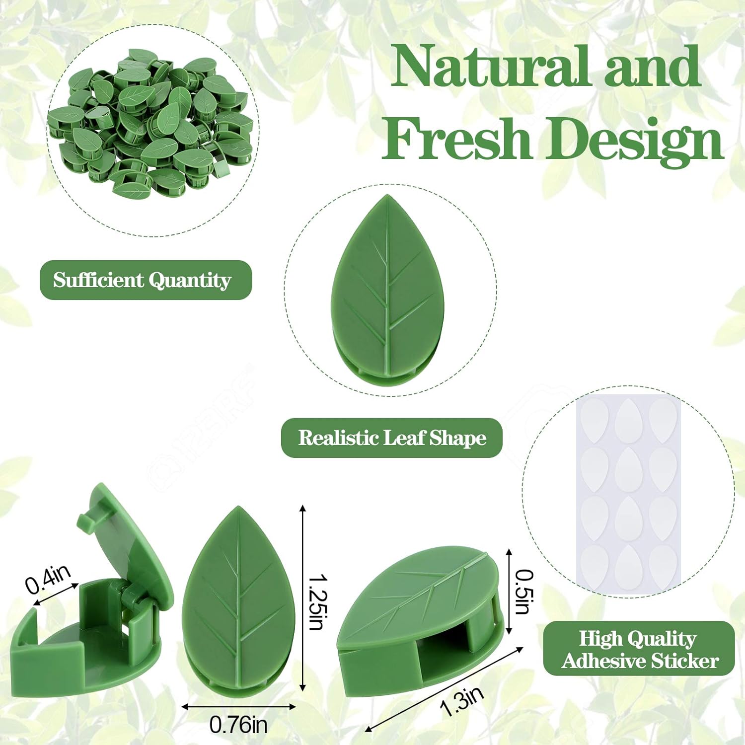60 Pieces Plant Climbing Wall Fixture Clips with 72 Pieces Acrylic Adhesive Sticker Leaf Fixer Invisible Wall Vines Fixing Clips Hook Plant Vine Traction for Indoor Outdoor Decoration - Image 2