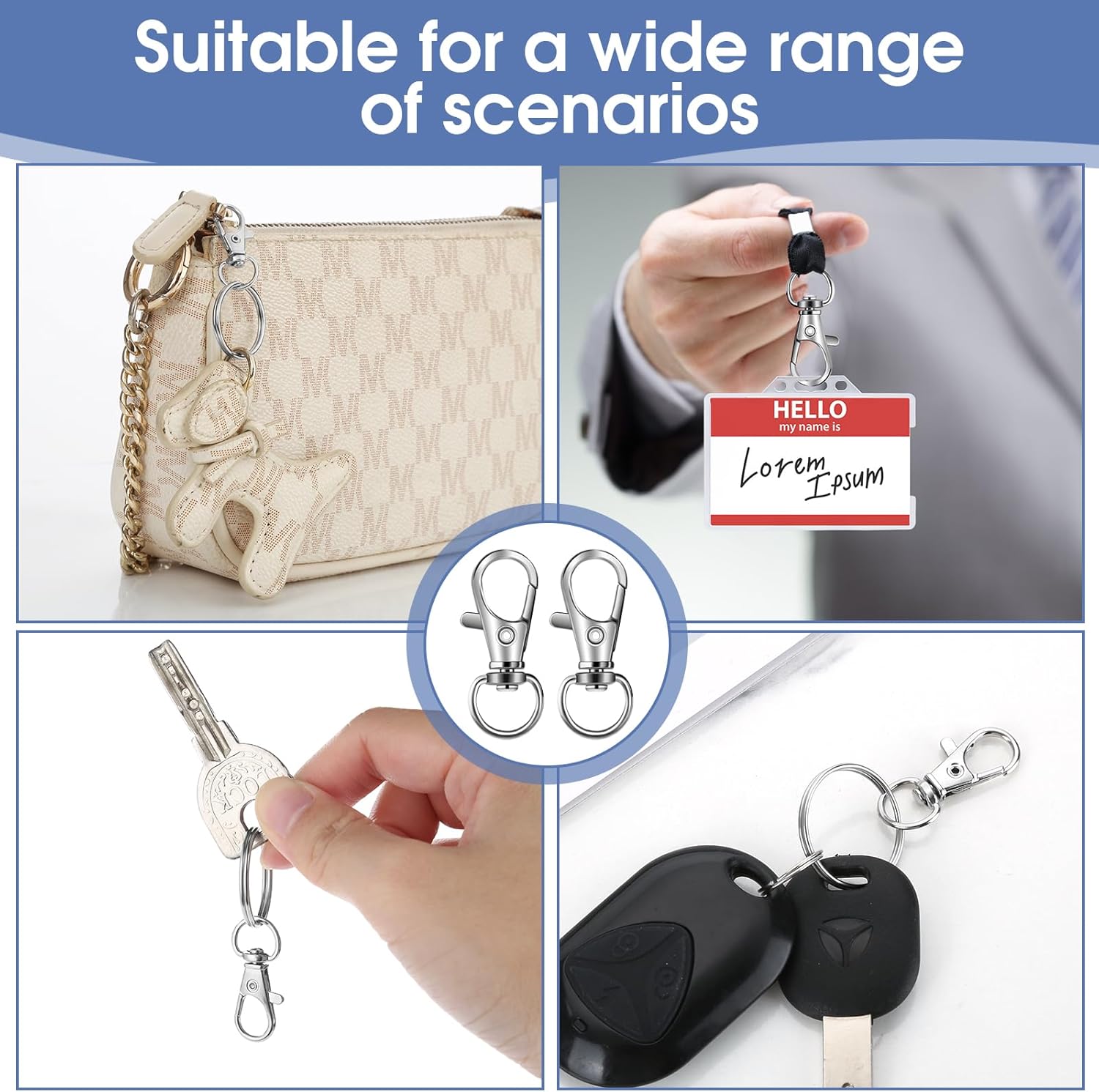 50 PCS in 25 Sets, Metal Swivel Lobster Claw Clasps, Keychain Clip with Large Key Ring, Premium Keychains Clips, Snap Hooks and Sturdy Key Rings, for Key Chain Making Kit， (Silver) - Image 6