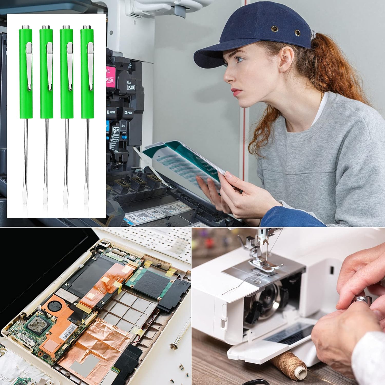 10 Pieces Pocket Screwdriver Mini Tops and Pocket Clips Magnetic Slotted Small Screw Driver with a Single Blade Head for Mechanical, Electrician(Green) - Image 5