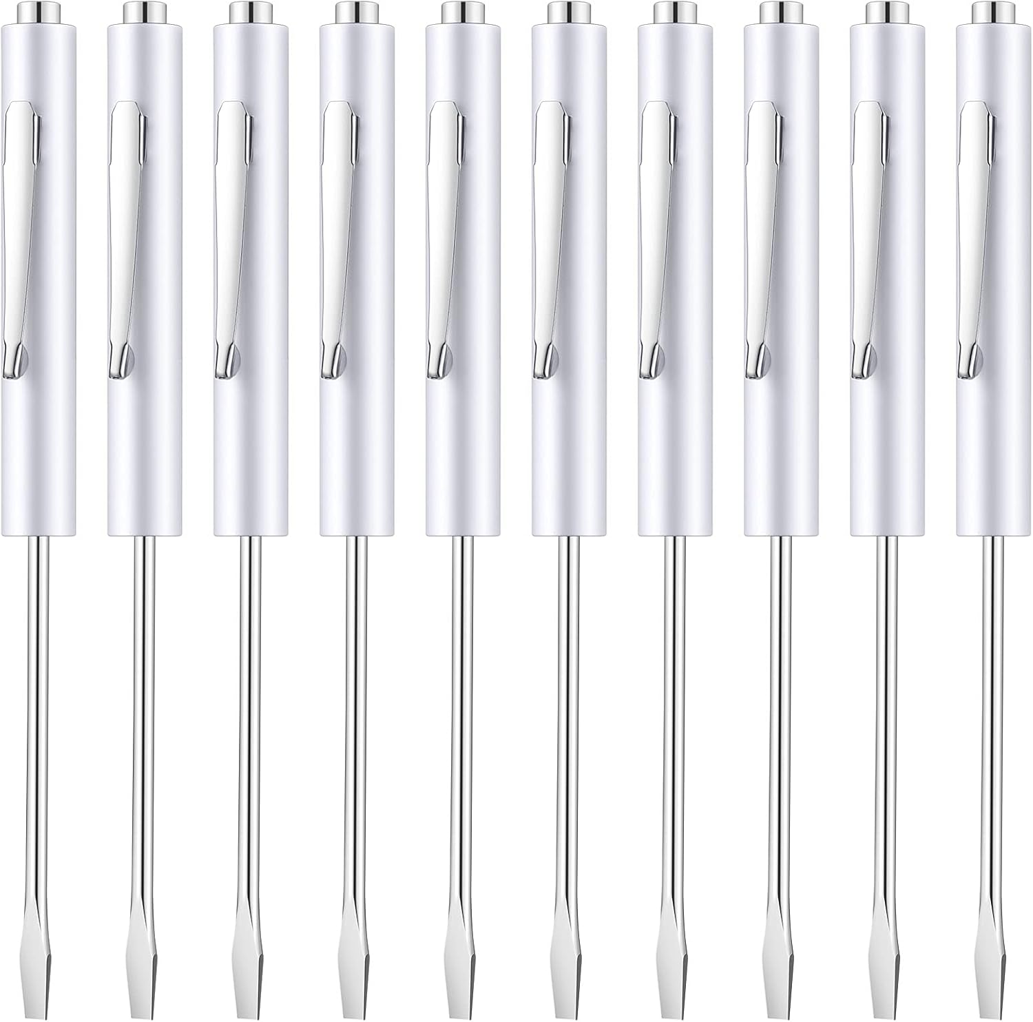 10 Pieces Pocket Screwdriver Mini Tops and Pocket Clips Magnetic Slotted Small Screw Driver with a Single Blade Head for Mechanical, Electrician(White) - Image 1