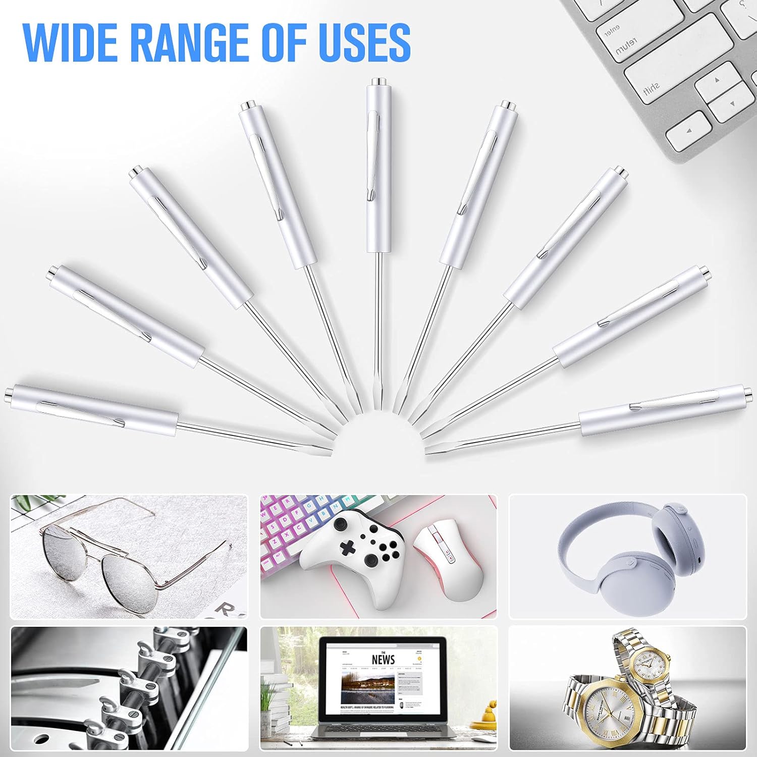 10 Pieces Pocket Screwdriver Mini Tops and Pocket Clips Magnetic Slotted Small Screw Driver with a Single Blade Head for Mechanical, Electrician(White) - Image 5