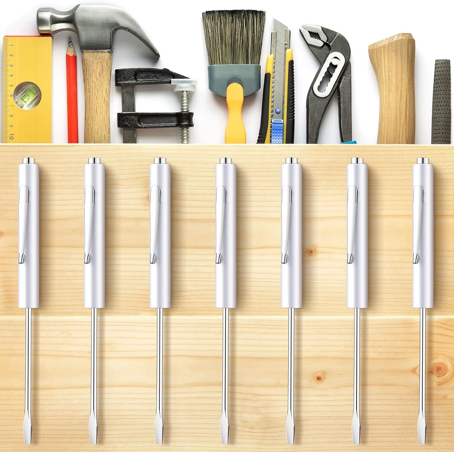 10 Pieces Pocket Screwdriver Mini Tops and Pocket Clips Magnetic Slotted Small Screw Driver with a Single Blade Head for Mechanical, Electrician(White) - Image 6