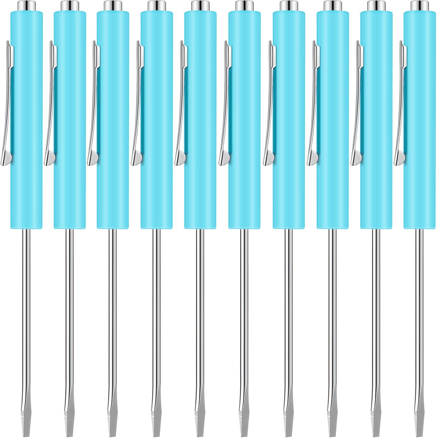 10 Pieces Pocket Screwdriver Mini Tops and Pocket Clips Magnetic Slotted Small Screw Driver with a Single Blade Head for Mechanical, Electrician(Light Blue) - Image 1