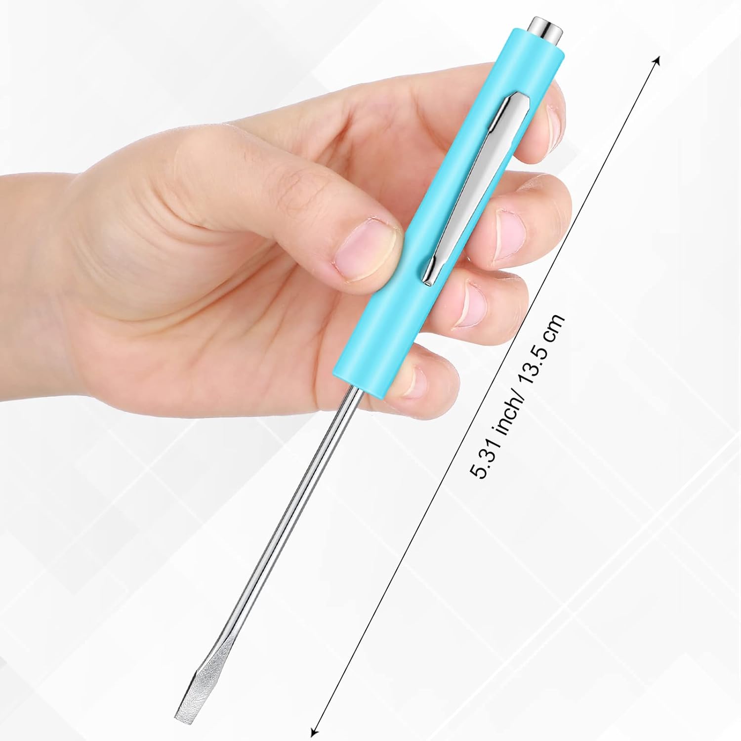 10 Pieces Pocket Screwdriver Mini Tops and Pocket Clips Magnetic Slotted Small Screw Driver with a Single Blade Head for Mechanical, Electrician(Light Blue) - Image 3