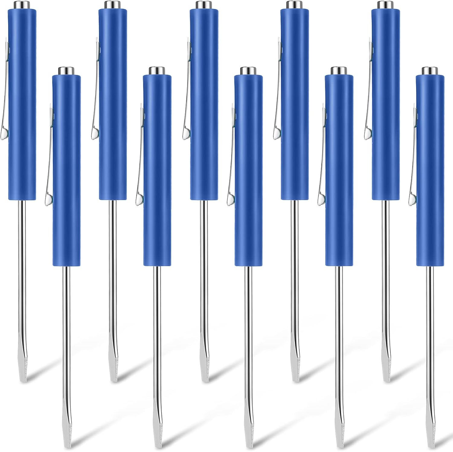 10 Pieces Pocket Screwdriver Mini Tops and Pocket Clips Magnetic Slotted Small Screw Driver with a Single Blade Head for Mechanical, Electrician(Blue) - Image 1