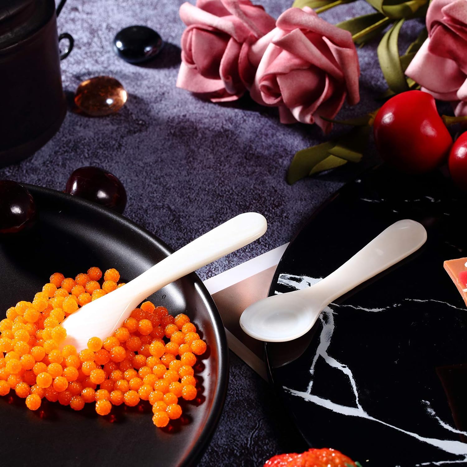 2 Pieces Set of Caviar Spoons Mother of Pearl Spoons with Handcraft Round Handle for Caviar, Egg, Ice Cream, Coffee, Kitchen, Restaurant for Serving Caviars (9cm/3.54 Inch) - Image 7