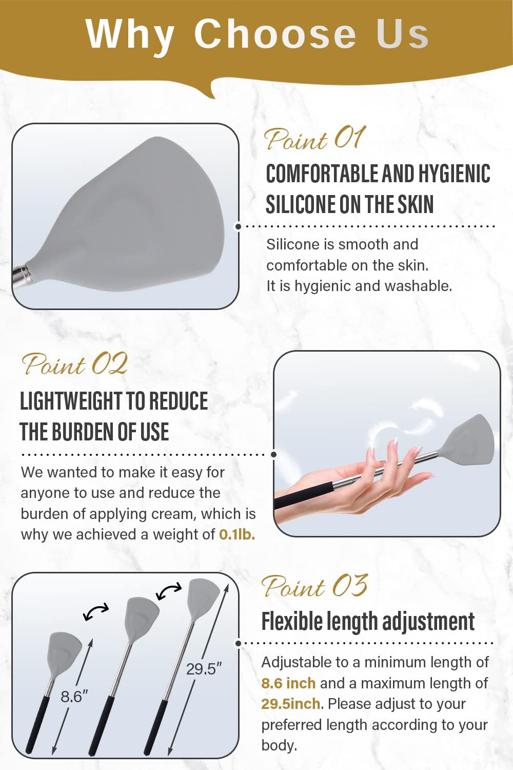 Cream Applicator for Back Telescopic Stick for Lotion Ointment Body Oil Medicine feet - Image 5