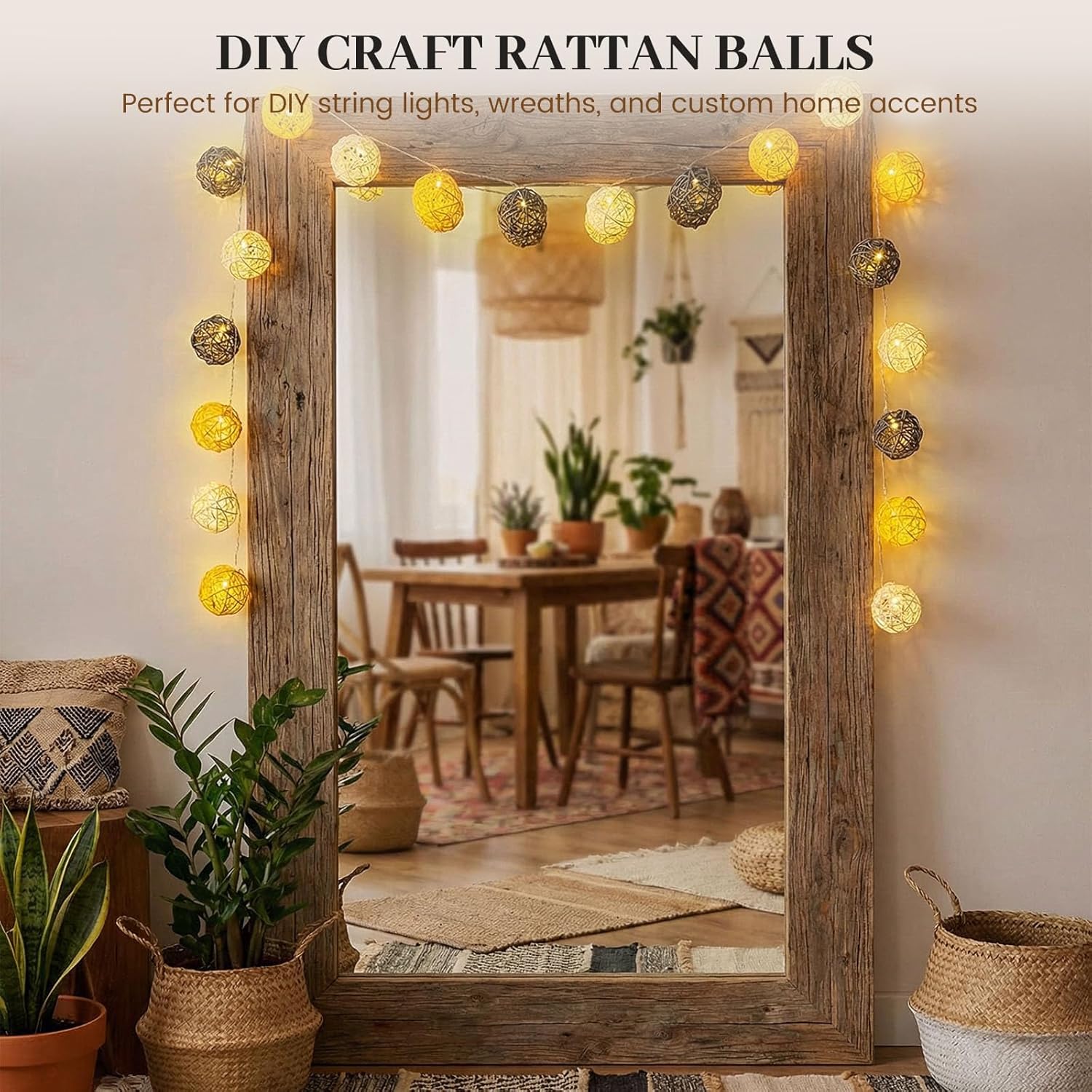 24PCS Yellow Decorative Balls for Bowl Centerpiece, 2 Inch Rattan Bowl Fillers - Wicker Twig Orbs Spheres for Yellow Kitchen Home Decor Vase Table Scatters - Image 4
