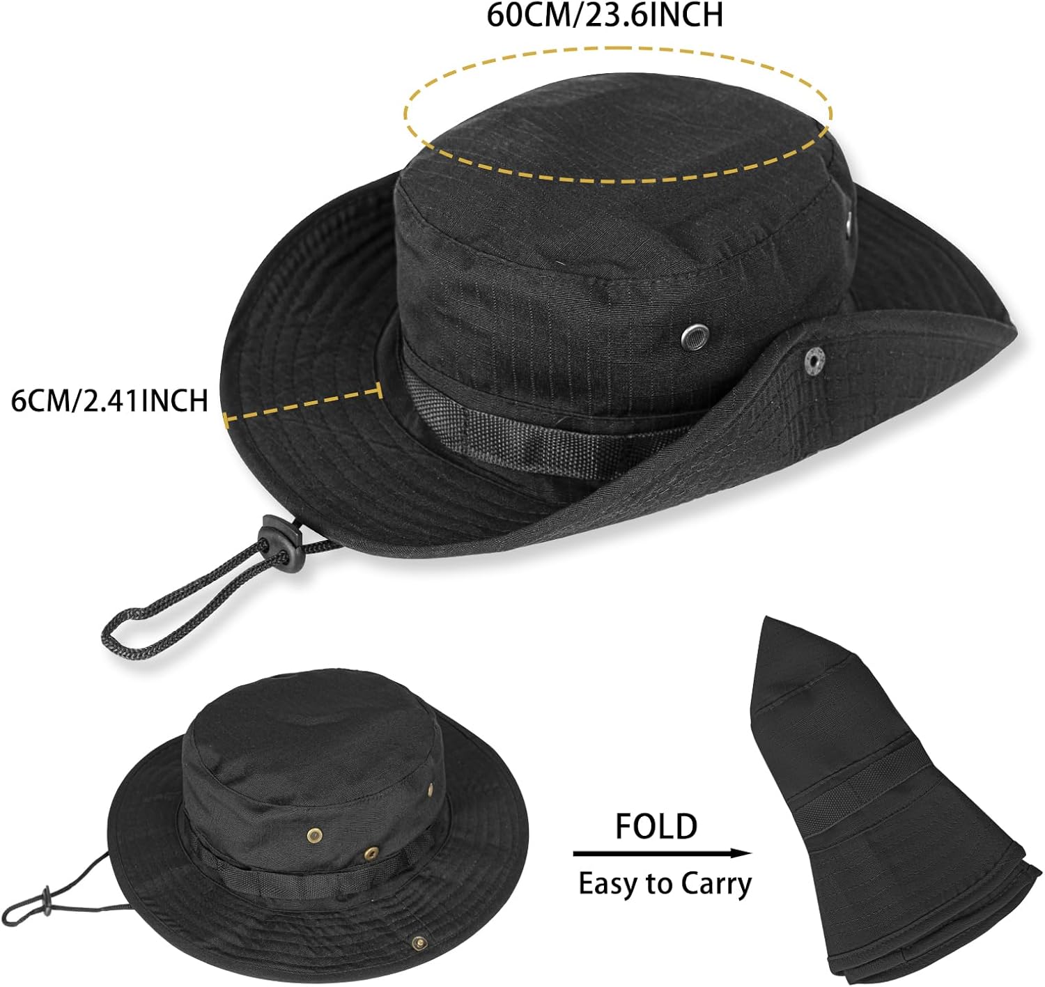 Sun Hats for Men Women Boonie Hat UPF 50+ Bucket Hat Wide Brim UV Protection Fishing Hiking Safari Outdoor Hats - Image 2