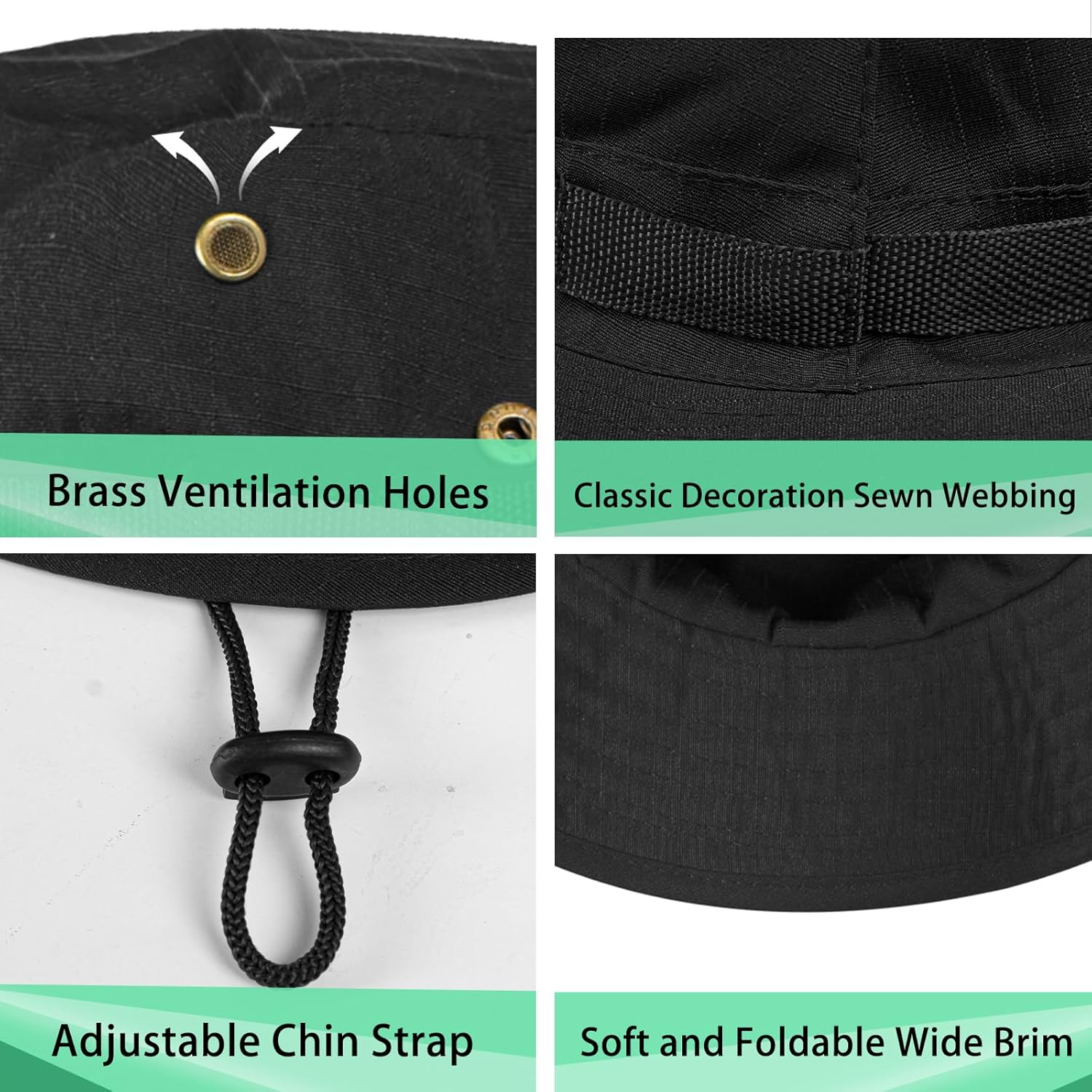 Sun Hats for Men Women Boonie Hat UPF 50+ Bucket Hat Wide Brim UV Protection Fishing Hiking Safari Outdoor Hats - Image 3