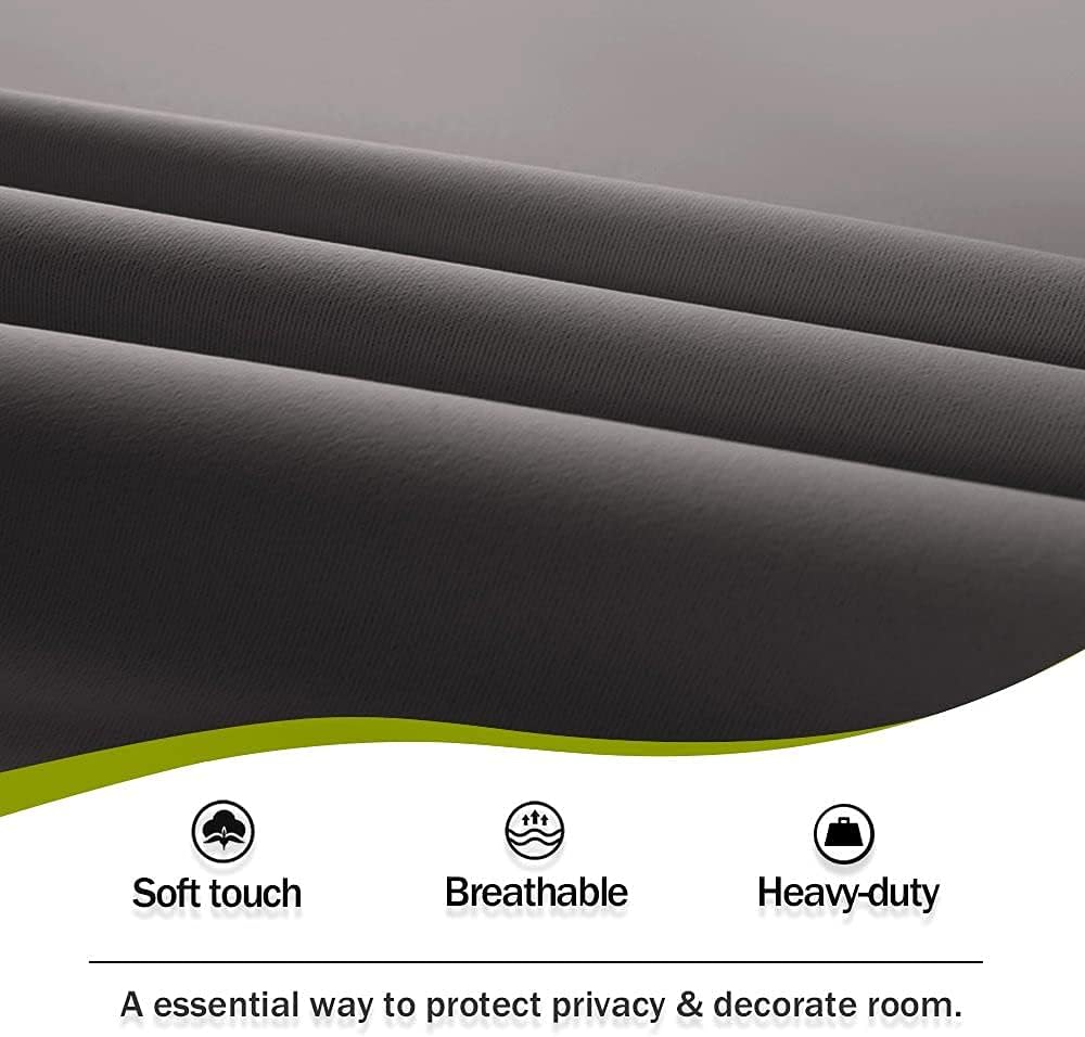 Blackout Door Window Curtains, Dual Rod Pocket Grey Drape for Front Glass French Door, Privacy Thermal Insulated Room Darkening Curtain for Sidelight Window, W 25 x L 72 inch, 1 Panel - Image 5