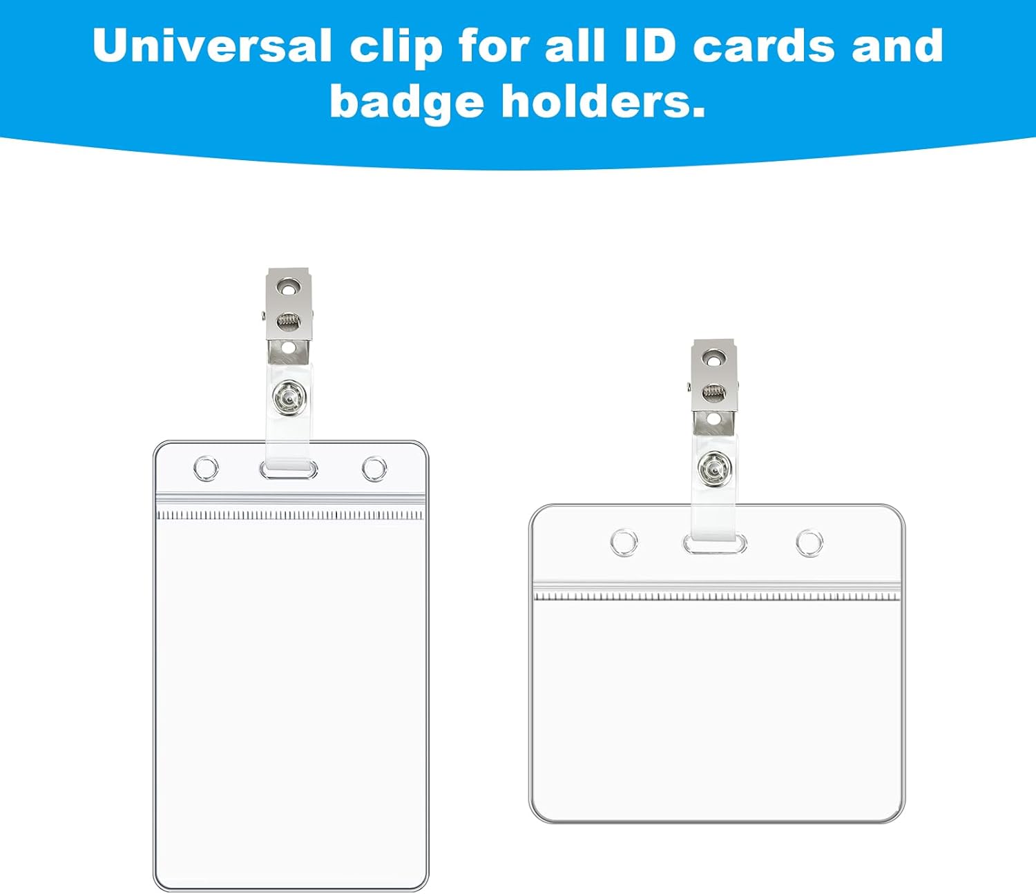 DE 100Pcs Metal Badge Clips with Clear PCV Straps,ID Strap Clip Adapter ID Badge Clips - Image 4