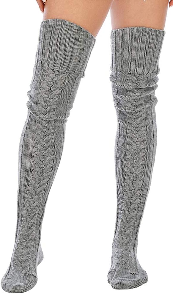 Women's Cable Knitted Thigh High Boot Socks Extra Long Winter Stockings Over Knee Leg Warmers - Image 3