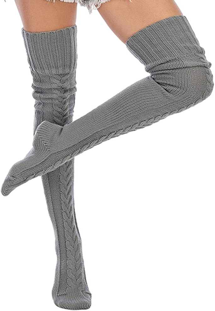 Women's Cable Knitted Thigh High Boot Socks Extra Long Winter Stockings Over Knee Leg Warmers - Image 4