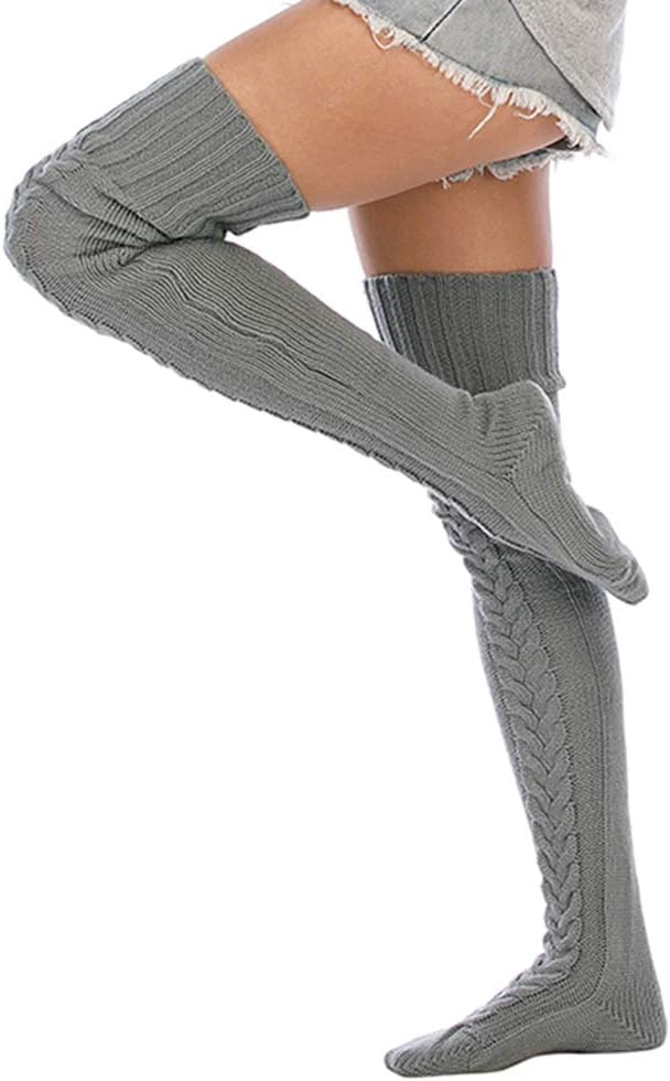 Women's Cable Knitted Thigh High Boot Socks Extra Long Winter Stockings Over Knee Leg Warmers - Image 6