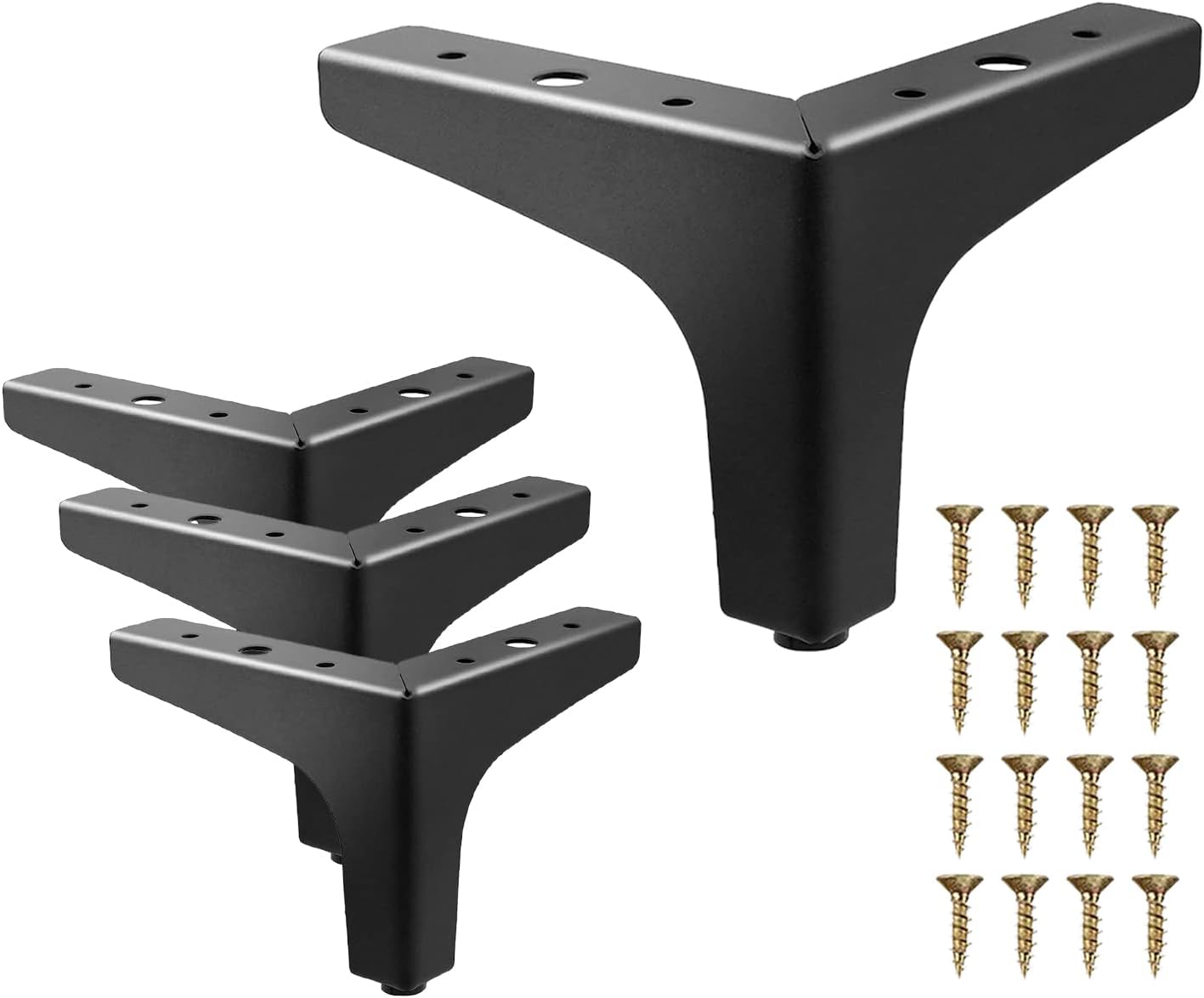 Furniture Legs Metal Feet: Cabinet Legs 4 Inch Triangle Feet Replacement Dresser Legs Set of 4 - Image 1