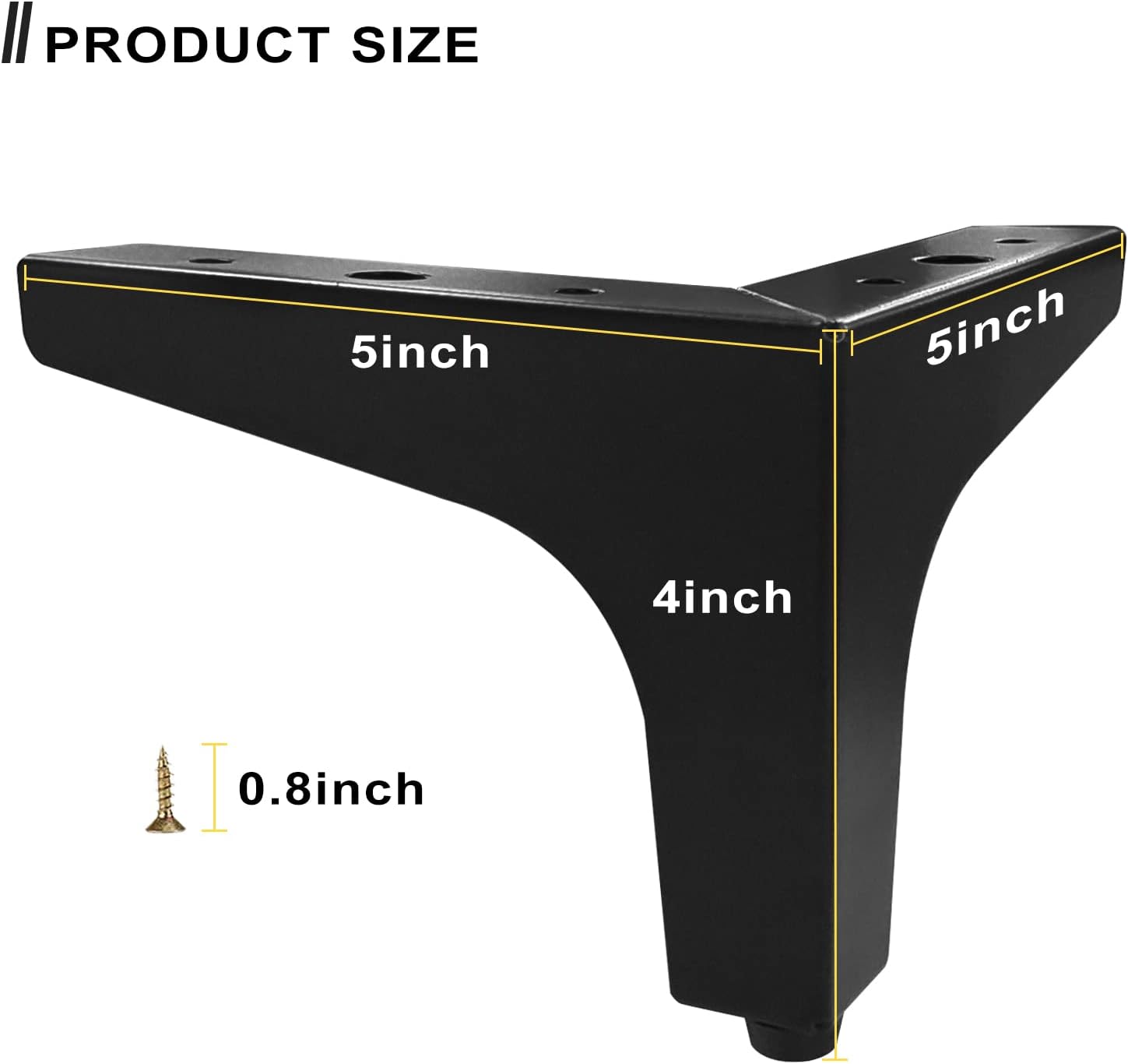 Furniture Legs Metal Feet: Cabinet Legs 4 Inch Triangle Feet Replacement Dresser Legs Set of 4 - Image 2