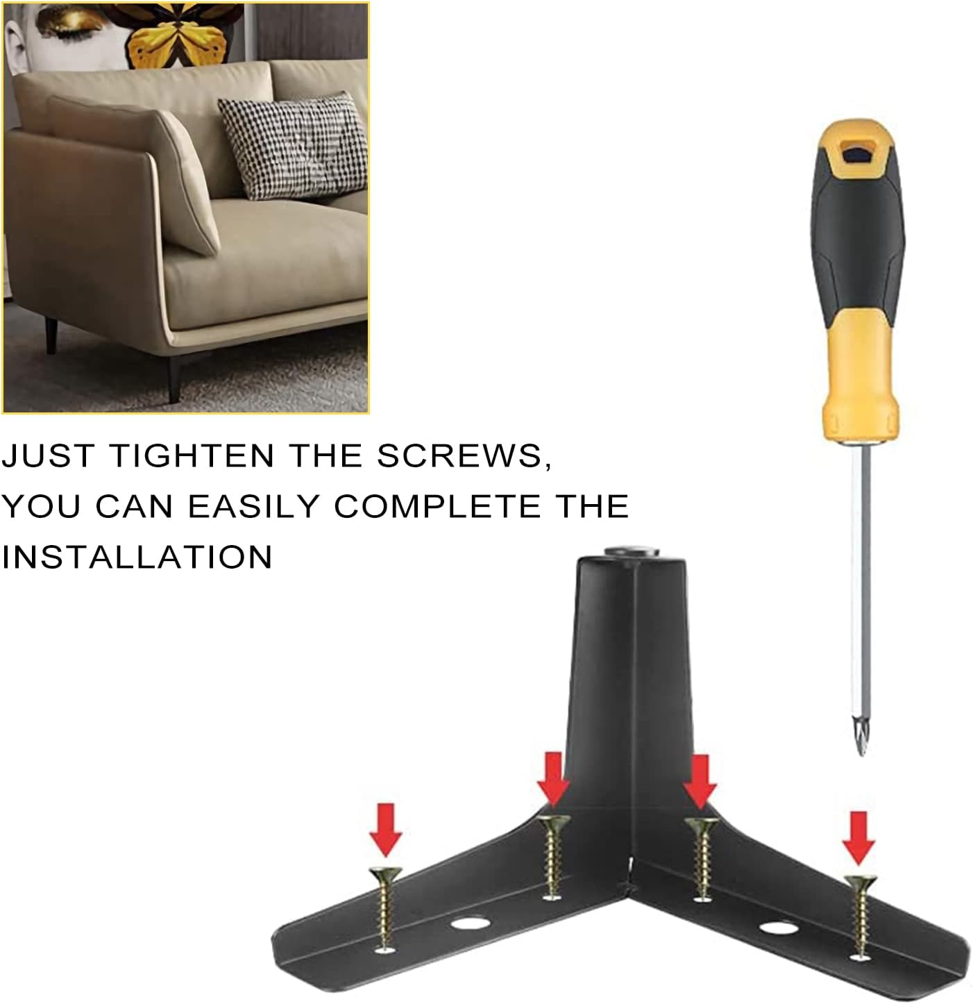 Furniture Legs Metal Feet: Cabinet Legs 4 Inch Triangle Feet Replacement Dresser Legs Set of 4 - Image 6