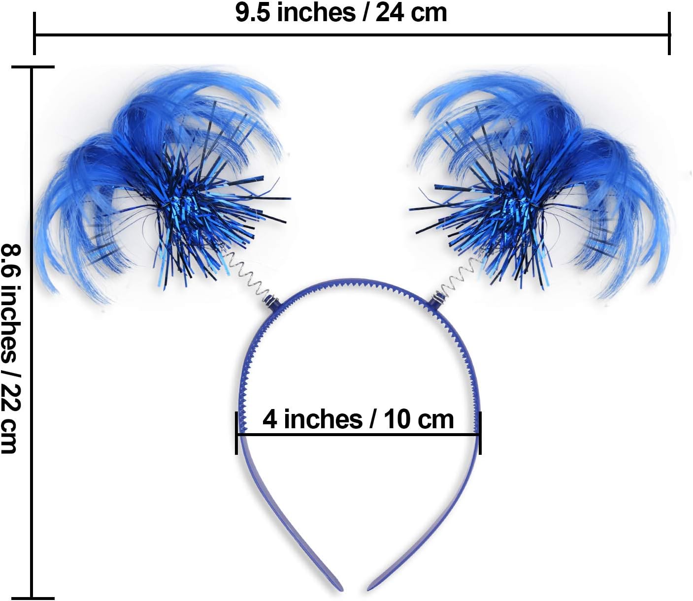 2 Pack Blue Ponytail Headband Feathers Head Bopper Party Accessory for Costume Party School Festivals - Image 2