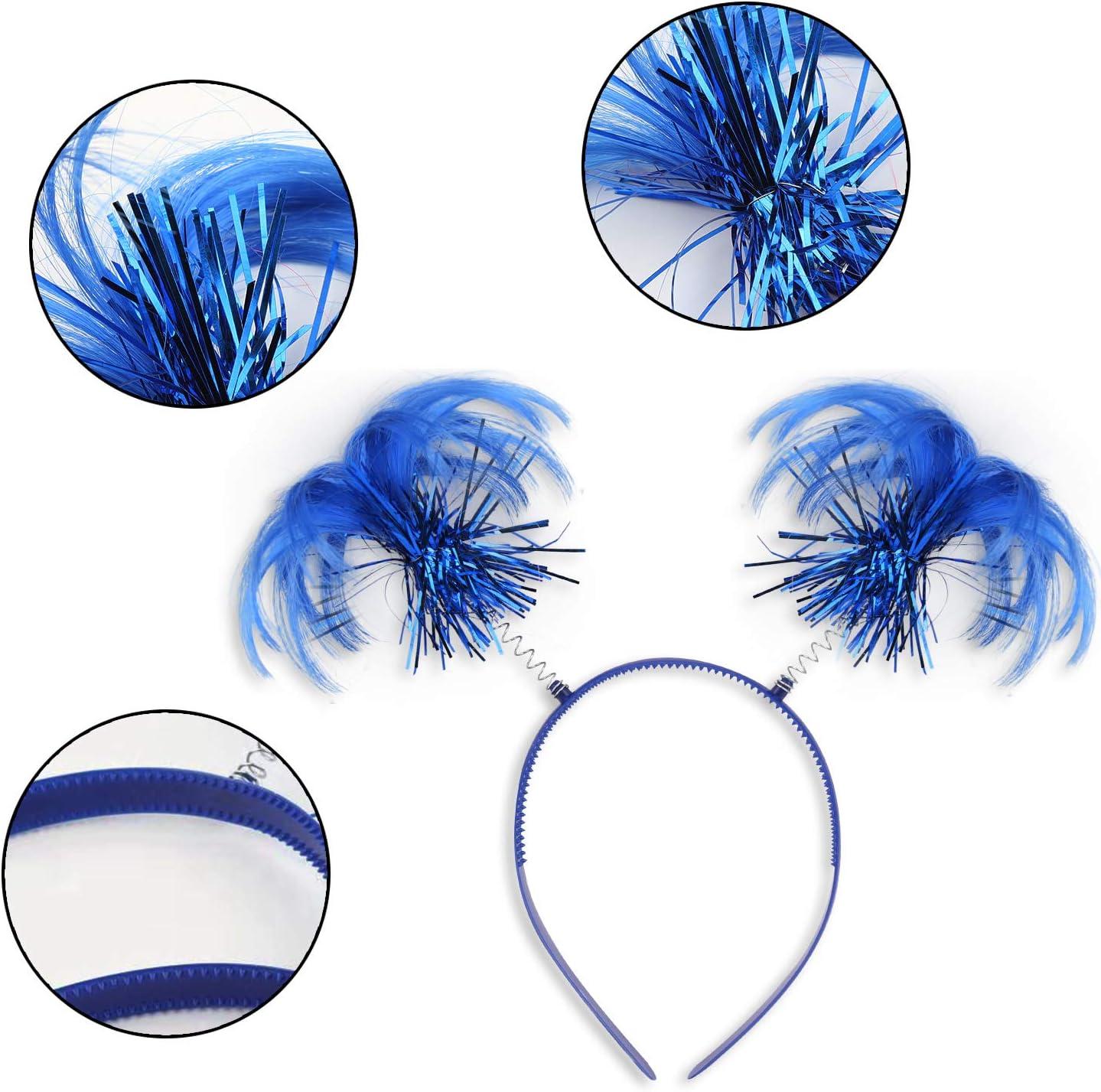 2 Pack Blue Ponytail Headband Feathers Head Bopper Party Accessory for Costume Party School Festivals - Image 4