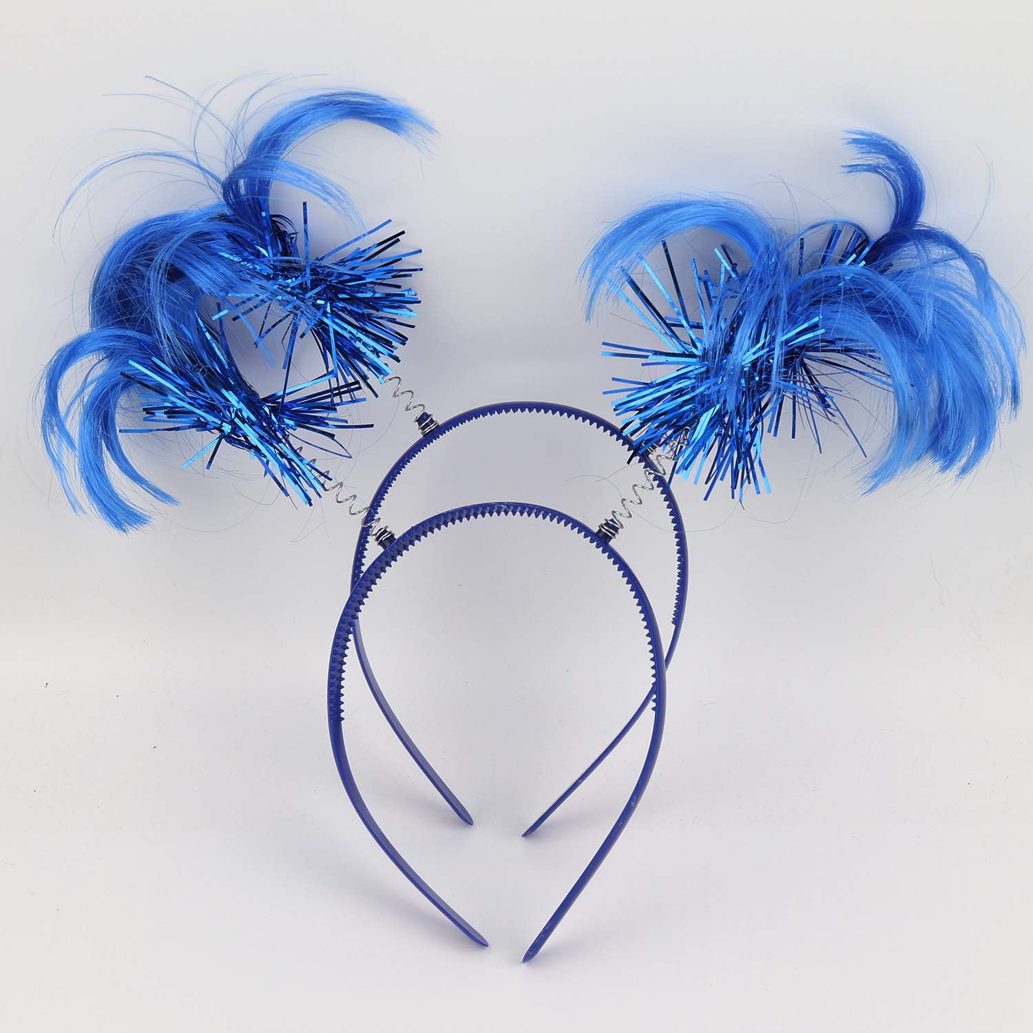 2 Pack Blue Ponytail Headband Feathers Head Bopper Party Accessory for Costume Party School Festivals - Image 6