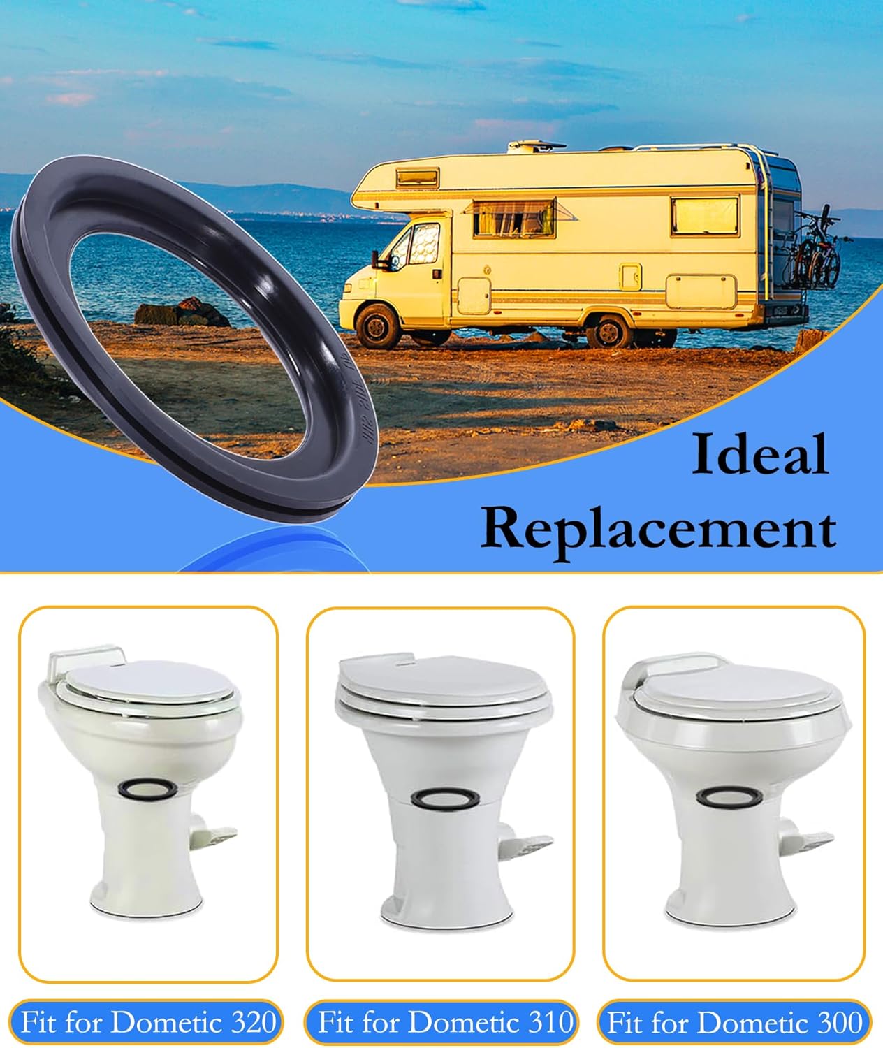 RV Toilet Seal Replacement 2-Pack for Dometic 300/310/320 Toilets, High-Grade Flush Ball Seal Gasket Kit 385311658 - Durable Rubber, Easy Installation, Fix Leakage & Odor, for Camper/Travel Trailers - Image 2