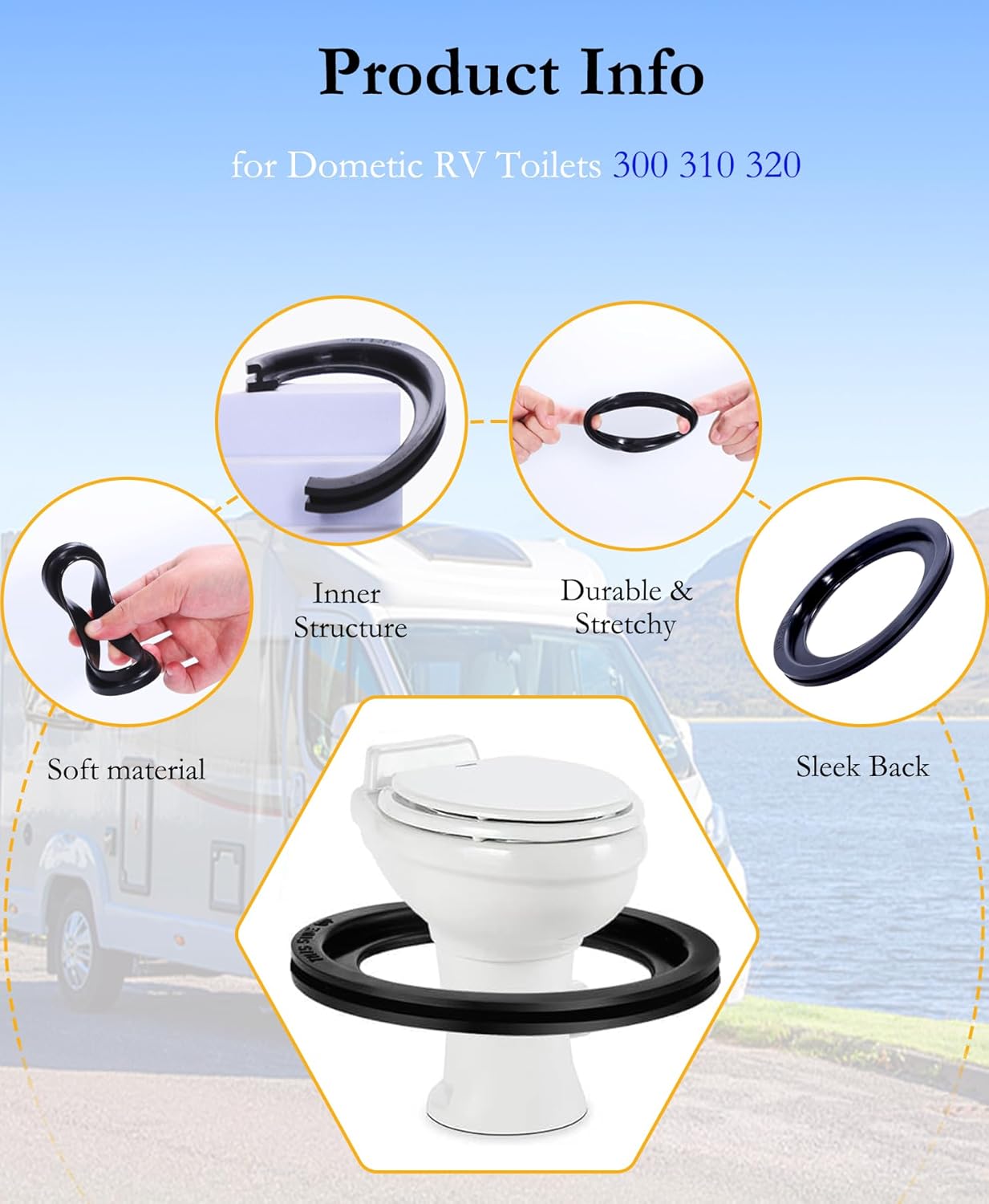 RV Toilet Seal Replacement 2-Pack for Dometic 300/310/320 Toilets, High-Grade Flush Ball Seal Gasket Kit 385311658 - Durable Rubber, Easy Installation, Fix Leakage & Odor, for Camper/Travel Trailers - Image 4