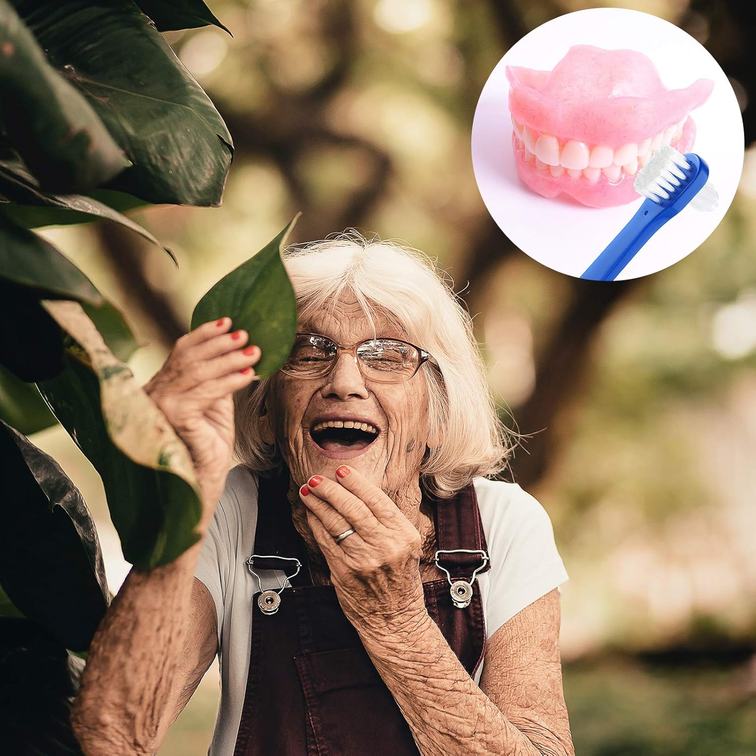 6 Pack Denture Cleaning Brush Dual Head Portable Denture Toothbrush Hard Double Sided Multi-Layered Bristles False Teeth Toothbrush for Care Clean Clear Brace Mouth Guard(Blue White,Flat) - Image 4