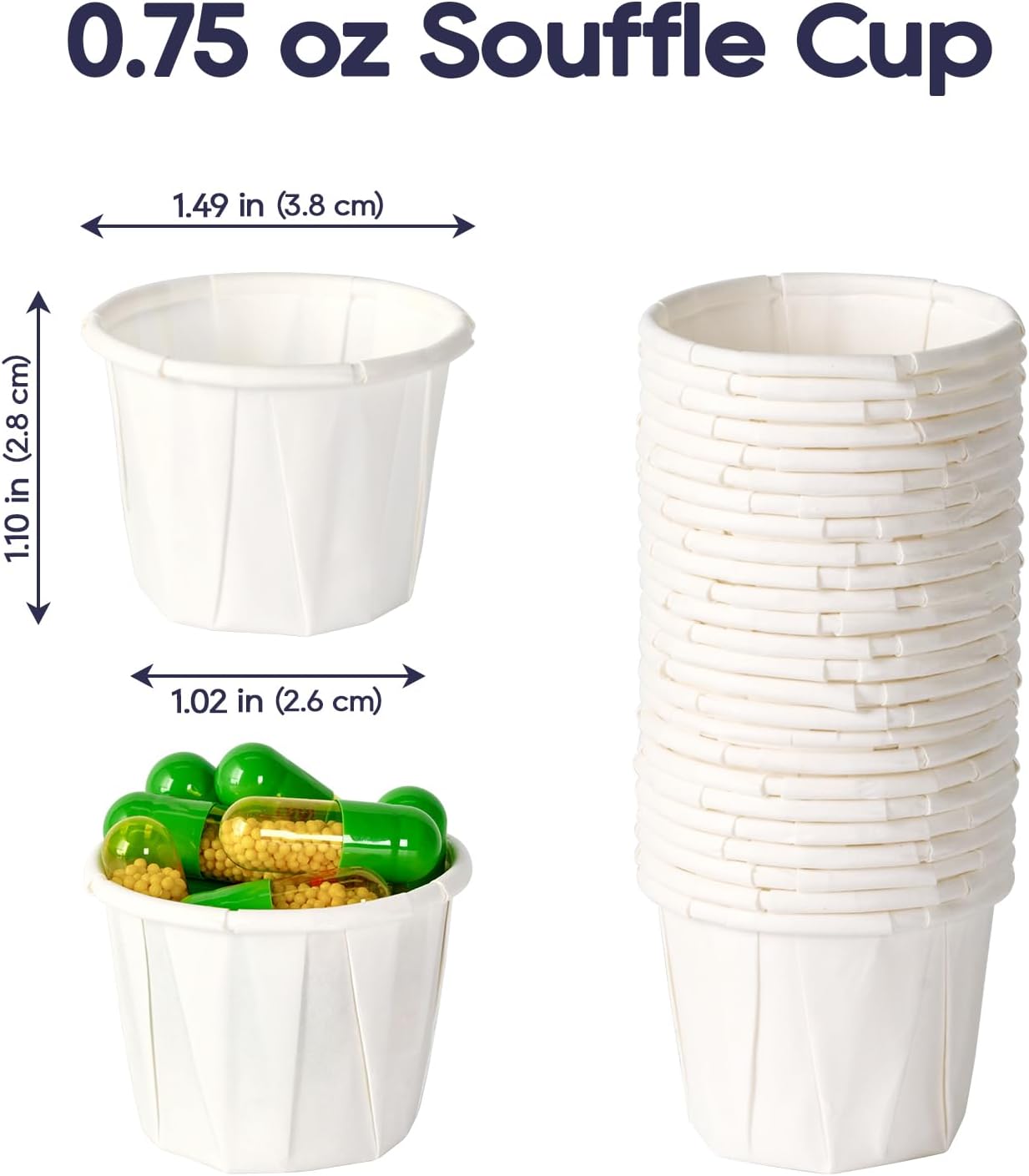 500 Pack 0.75 oz Disposable Paper Souffle Medicine Cups, 3/4 oz Sample Cups for Tasting Pills, Food Dessert Services, and Condiments - Image 3