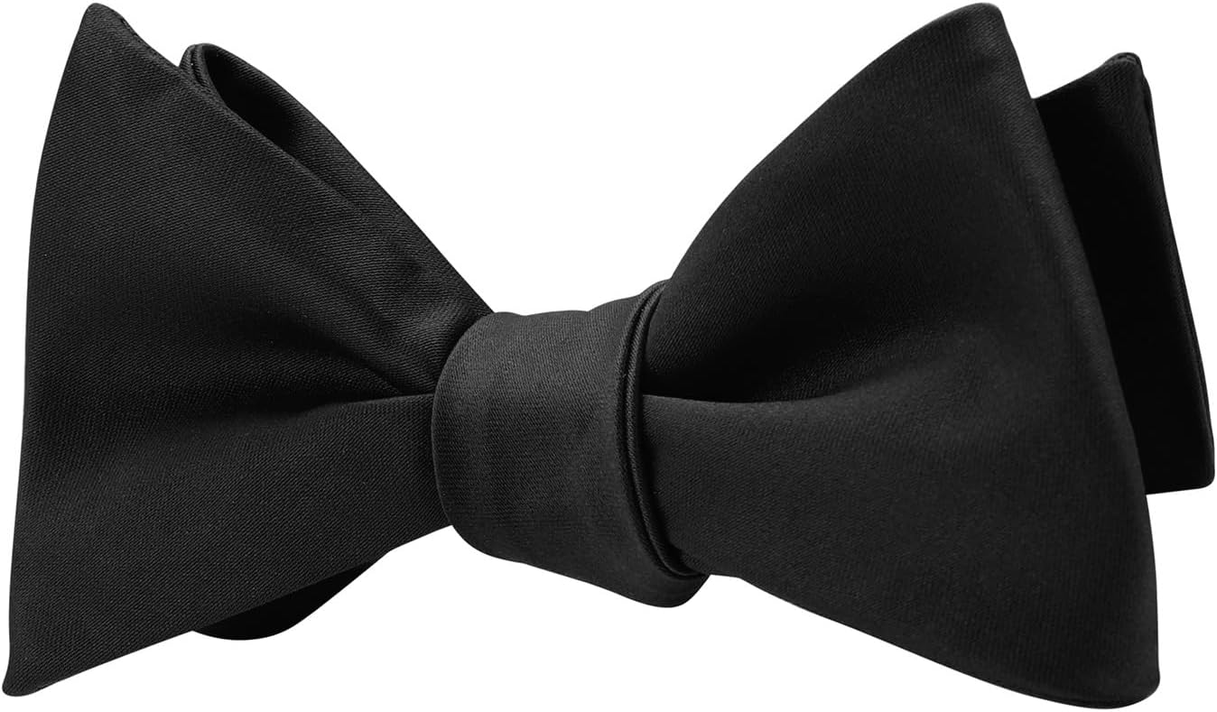 Mens Solid Bowtie Woven Self Tie Bow Ties Tuxedo & Wedding Bowties - Image 2