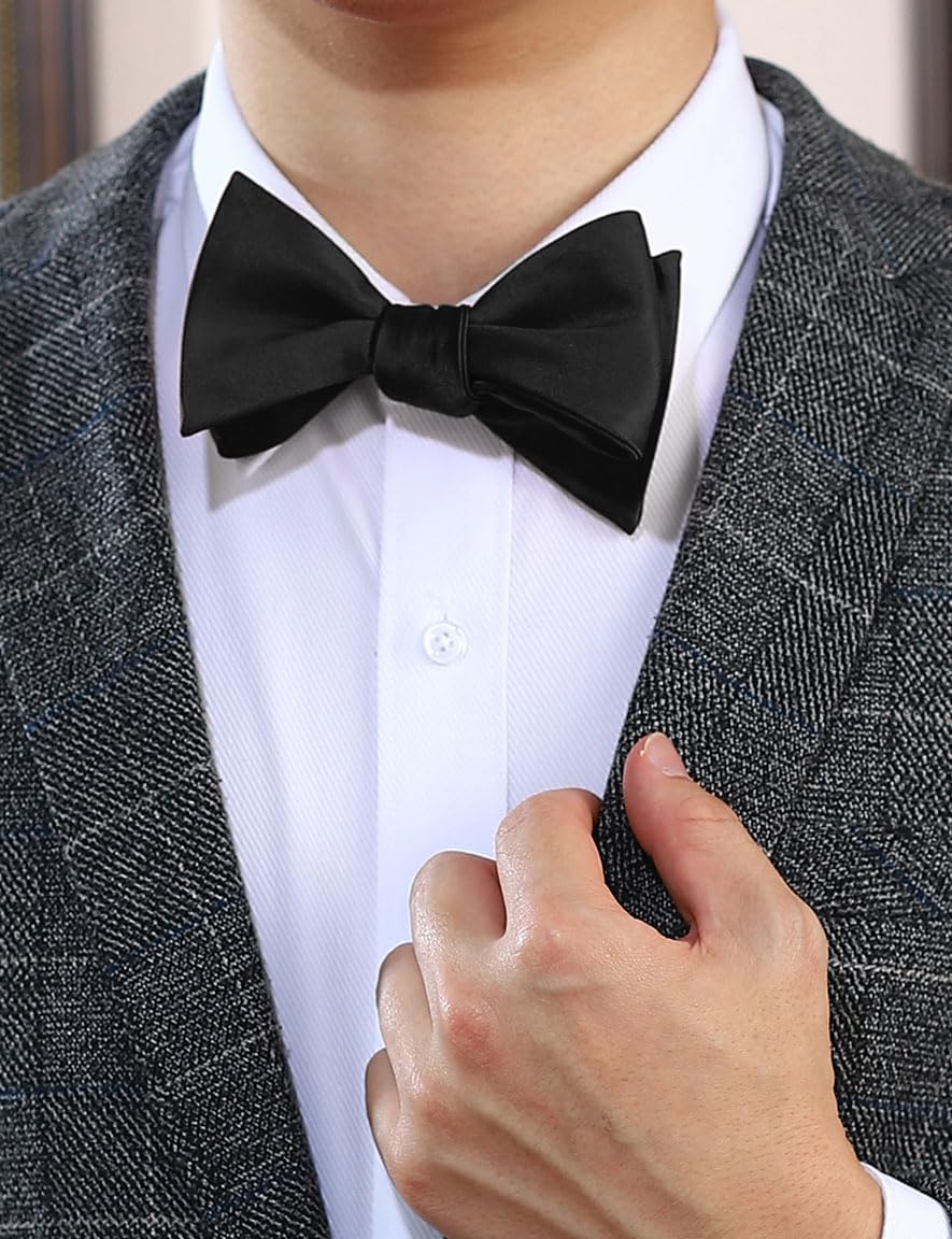 Mens Solid Bowtie Woven Self Tie Bow Ties Tuxedo & Wedding Bowties - Image 6
