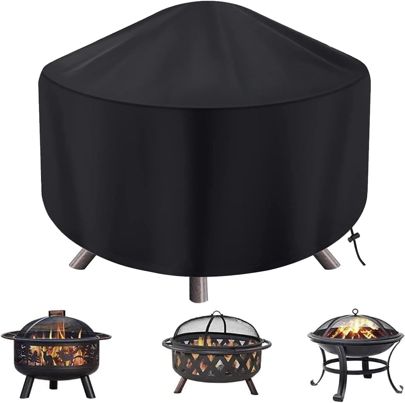 Round Fire Pit Cover for 22-34 Inch Firepit, Heavy Duty Outdoor Patio Fireplace Covers - Waterproof Dustproof Anti UV and Tear Resistant - Image 1