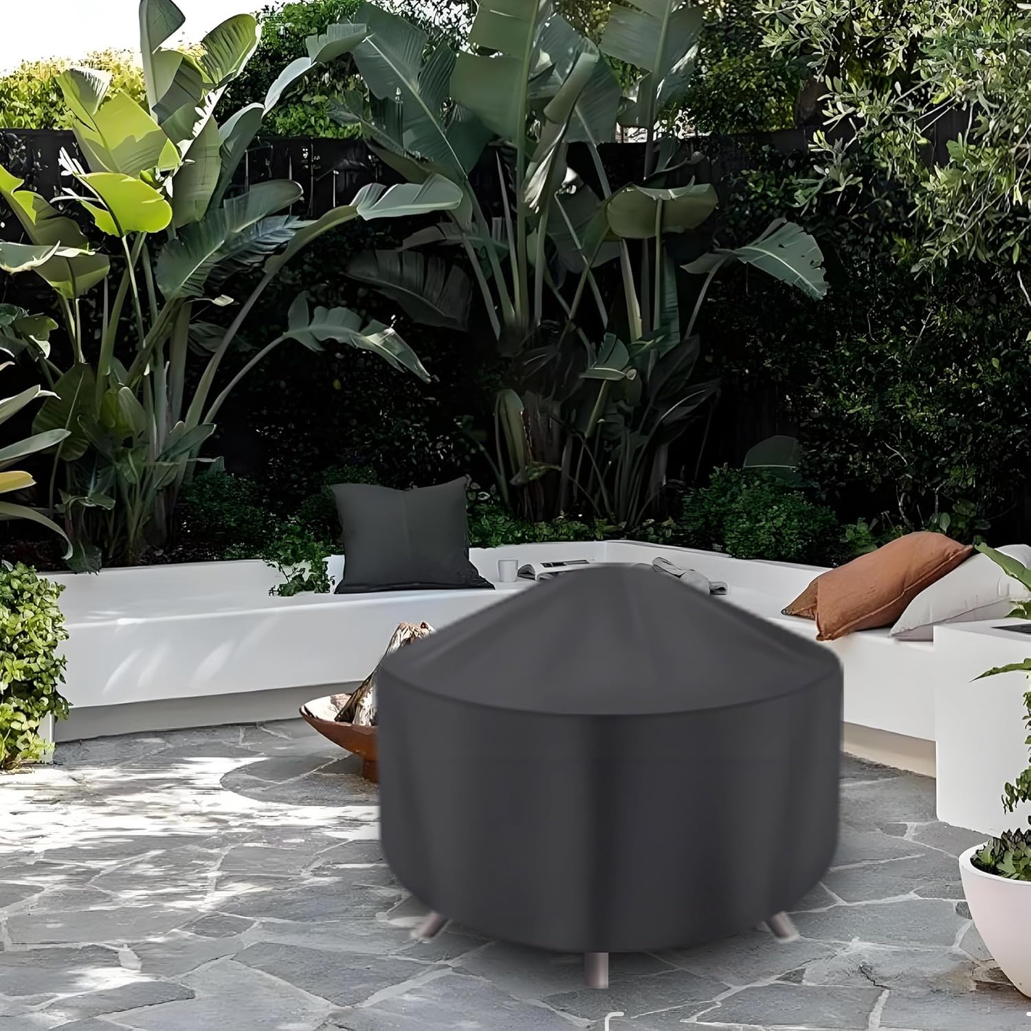 Round Fire Pit Cover for 22-34 Inch Firepit, Heavy Duty Outdoor Patio Fireplace Covers - Waterproof Dustproof Anti UV and Tear Resistant - Image 7