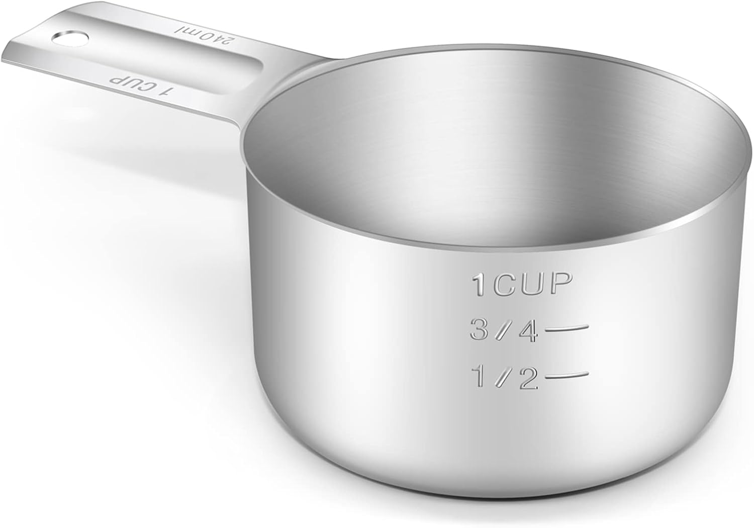 1PCS 1Cup (240ml, 8oz) Single Measuring Cup, Stainless Steel Measure Scoop, Metric and US Measurement, Dishwasher Safe - Image 1