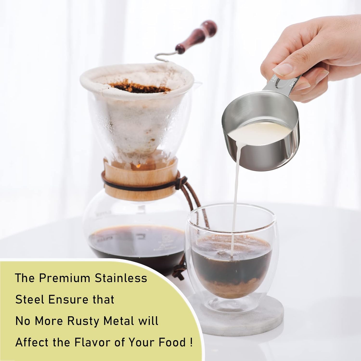 1PCS 1Cup (240ml, 8oz) Single Measuring Cup, Stainless Steel Measure Scoop, Metric and US Measurement, Dishwasher Safe - Image 4