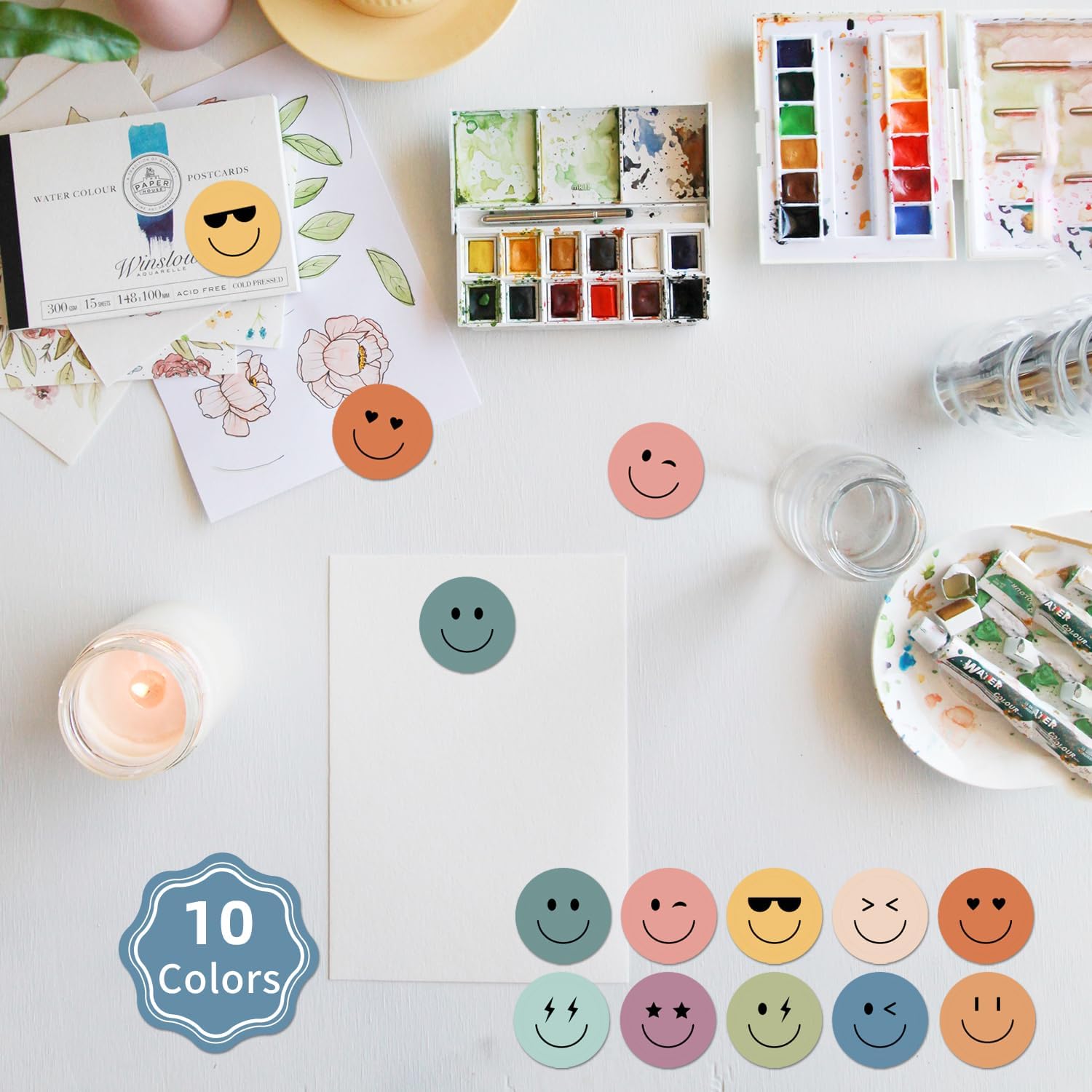 6000 Pieces Boho Happy Smile Face Stickers for School Reward Behavior Chart,3/8 Inch in Diameter Round Bohemian Style Reward Labels 10 Styles Happy Face Stickers for Teachers (50 Sheets) - Image 3