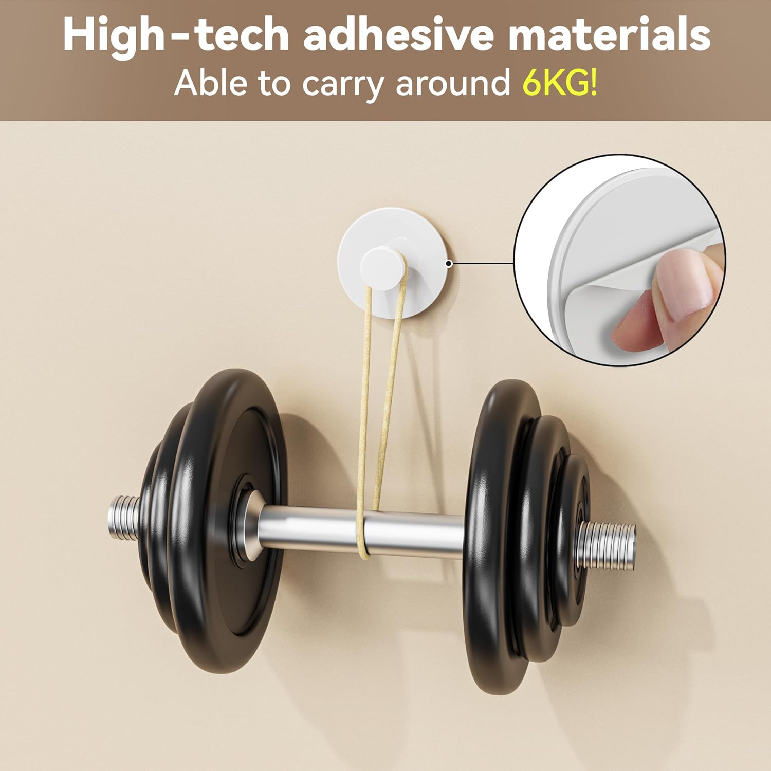 White Adhesive Wall Hook for Coat and Towel: Extra Sticky 12 LB (Max), Stainless Coat Rack Door Holder Hanger, Heavy Duty - Image 2