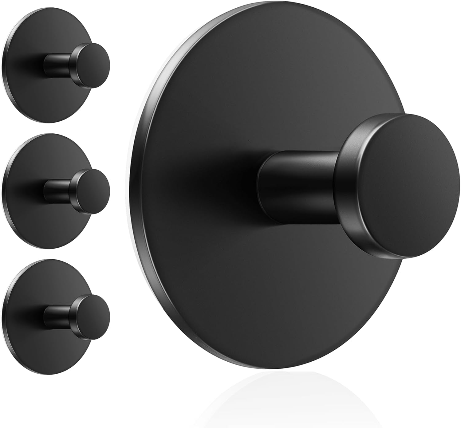 Multifunctional Towel Hooks for Bathroom Wall - Extra Sticky Stainless, Holds up to 12LB, Coat Hooks Wall Hooks, Adhesive Door Holder Hanger Shower Accessories, Matt Black Heavy Duty - Image 1