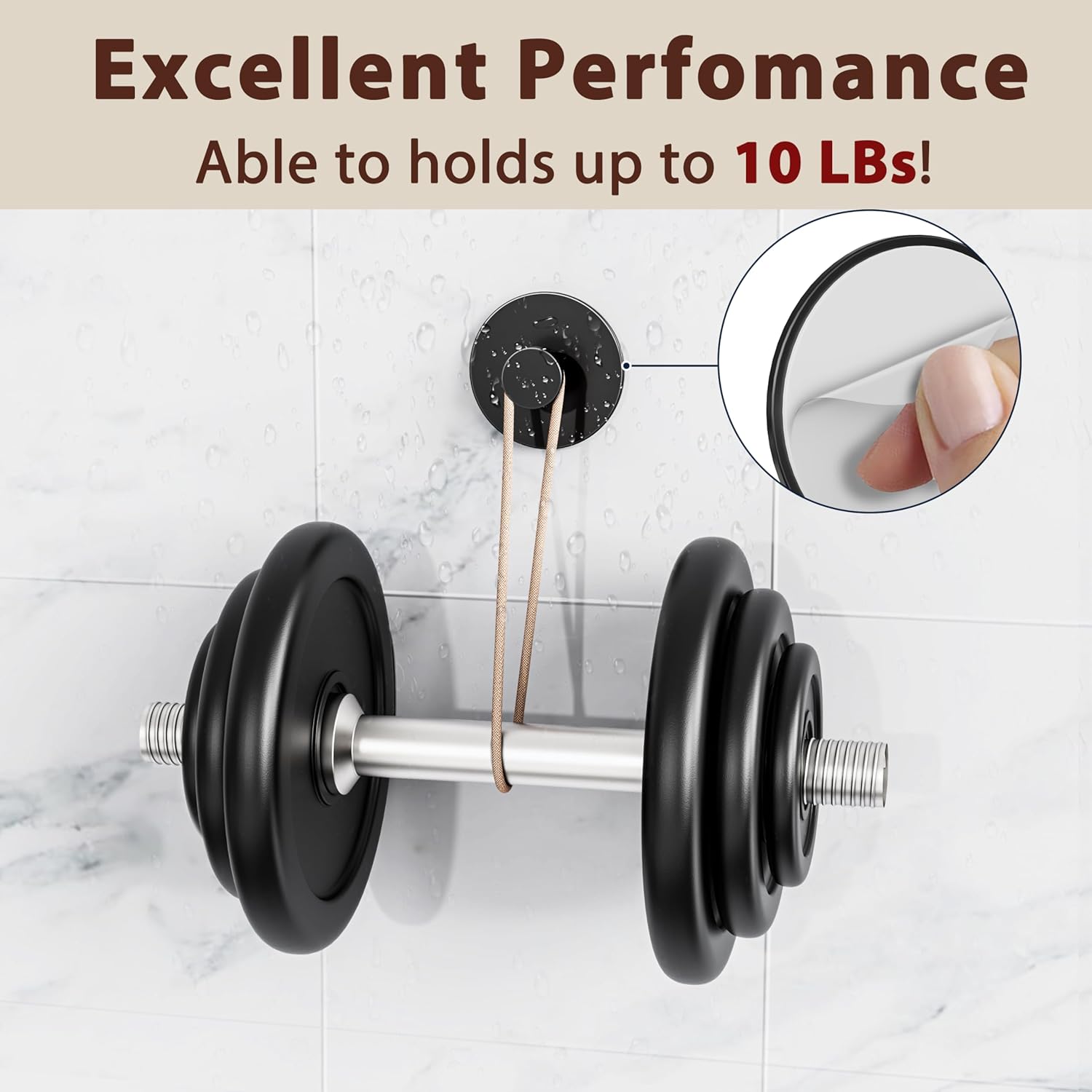 Multifunctional Towel Hooks for Bathroom Wall - Extra Sticky Stainless, Holds up to 12LB, Coat Hooks Wall Hooks, Adhesive Door Holder Hanger Shower Accessories, Matt Black Heavy Duty - Image 2