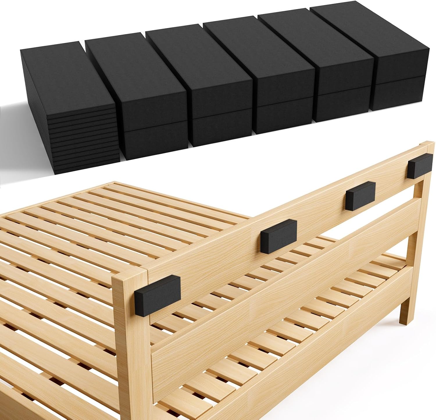 Furniture Wall Protectors,  23Pcs EVA Foam Headboard Stoppers for Wall, Bed Stoppers for Headboard, 10Pcs (20mm Thick)+13Pcs (3mm Thick) Couch Wall Protector, Black Headboard Bumper - Image 1