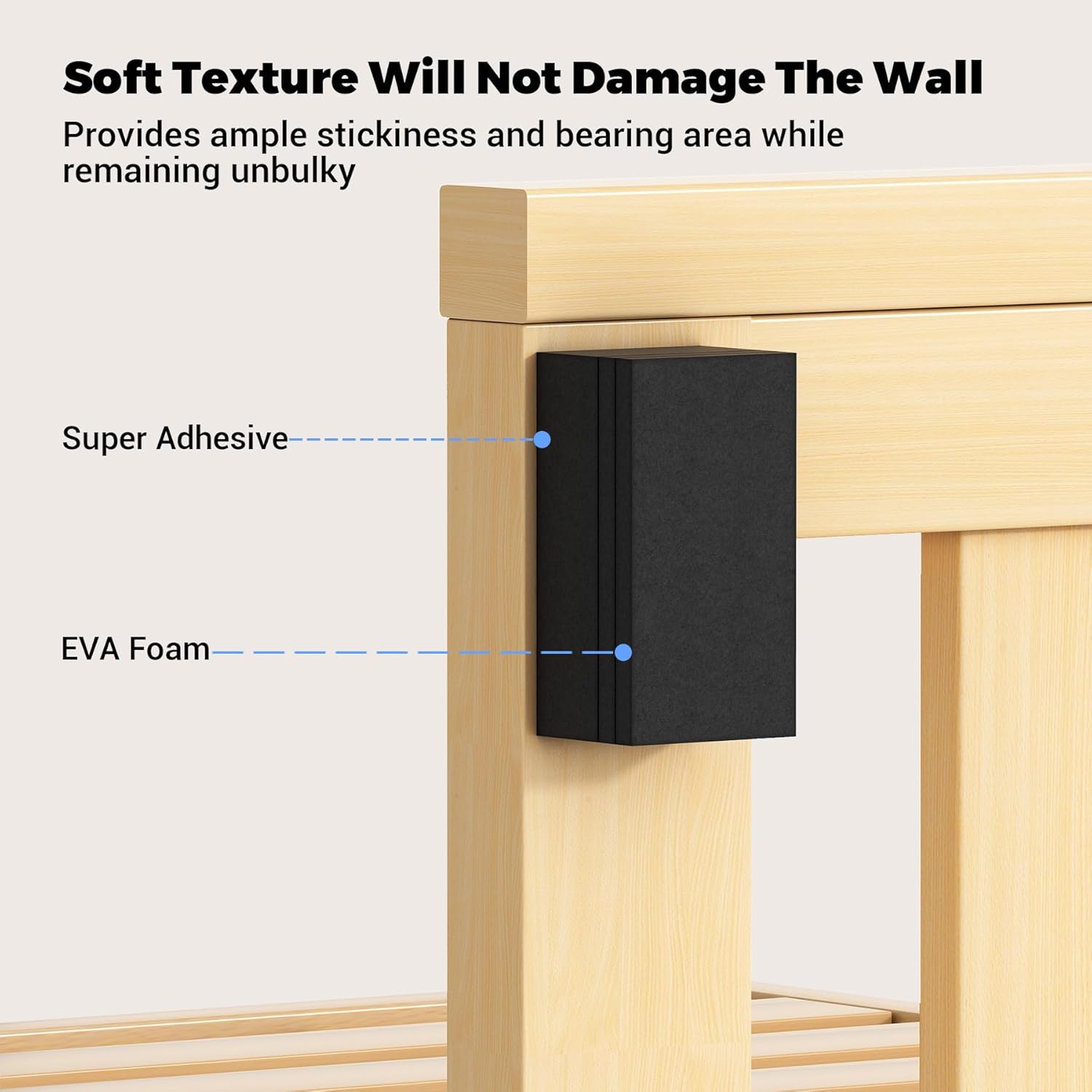 Furniture Wall Protectors,  23Pcs EVA Foam Headboard Stoppers for Wall, Bed Stoppers for Headboard, 10Pcs (20mm Thick)+13Pcs (3mm Thick) Couch Wall Protector, Black Headboard Bumper - Image 4